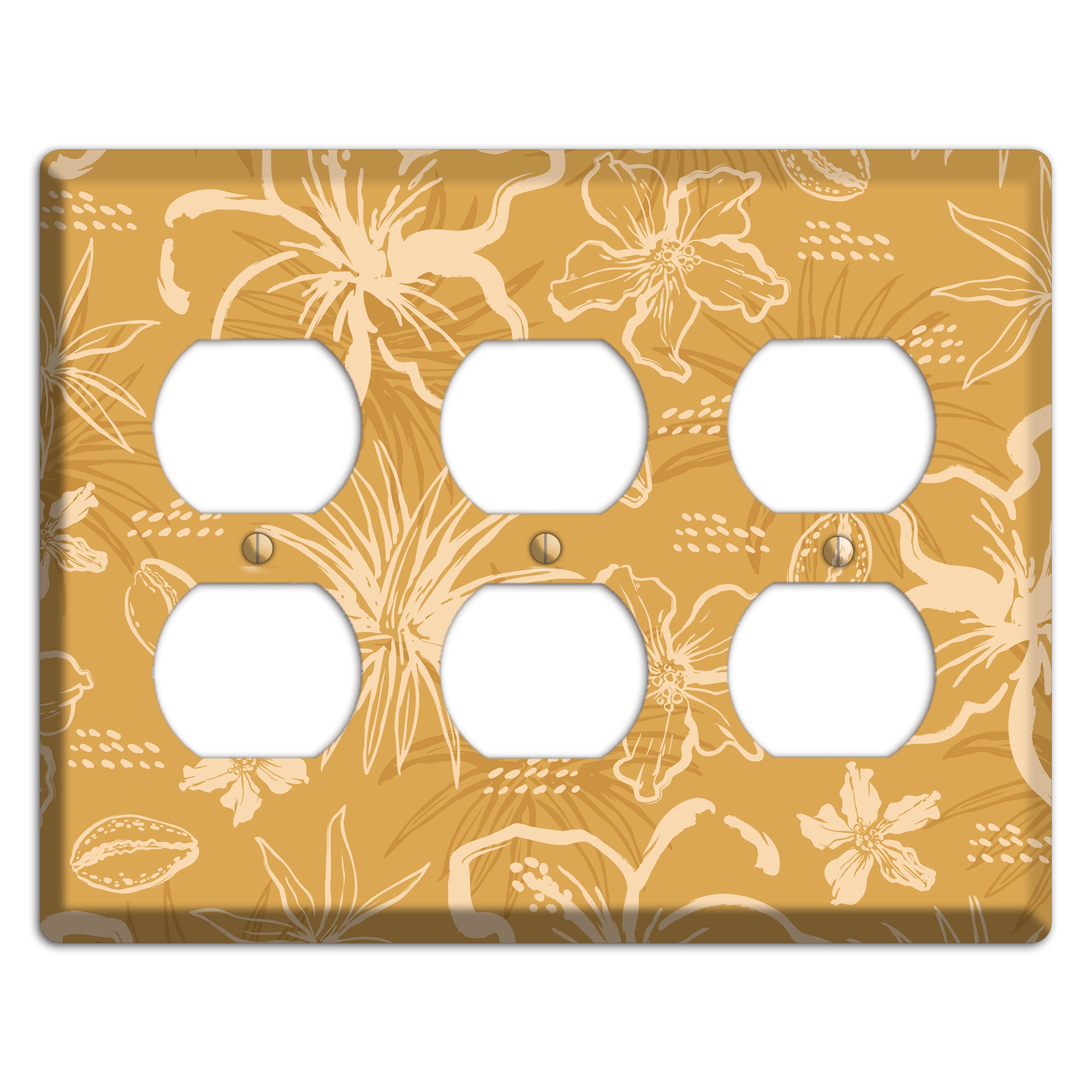 Golden Hibiscus Drift 3 Duplex Wallplate