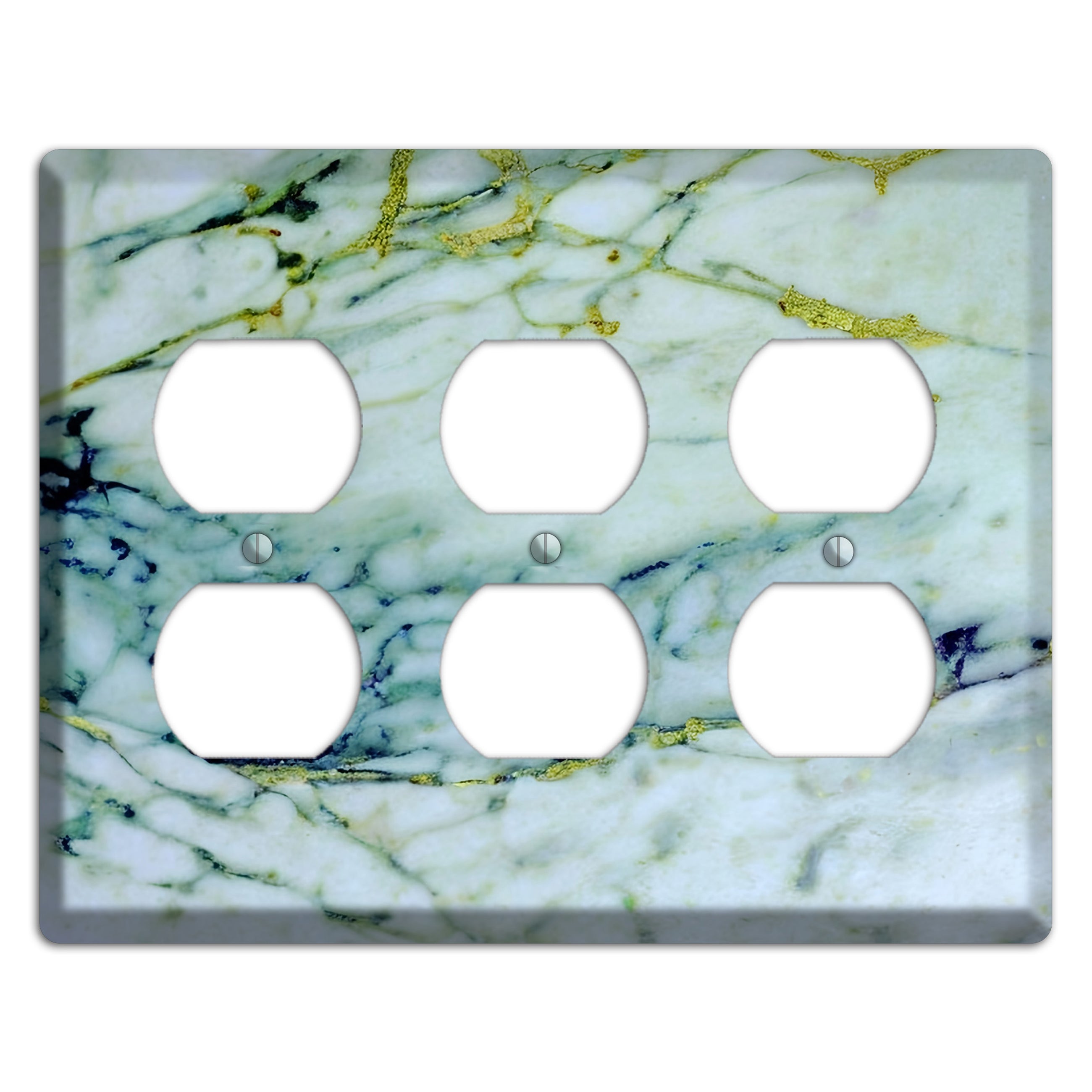 White, Green and Blue Marble 3 Duplex Wallplate