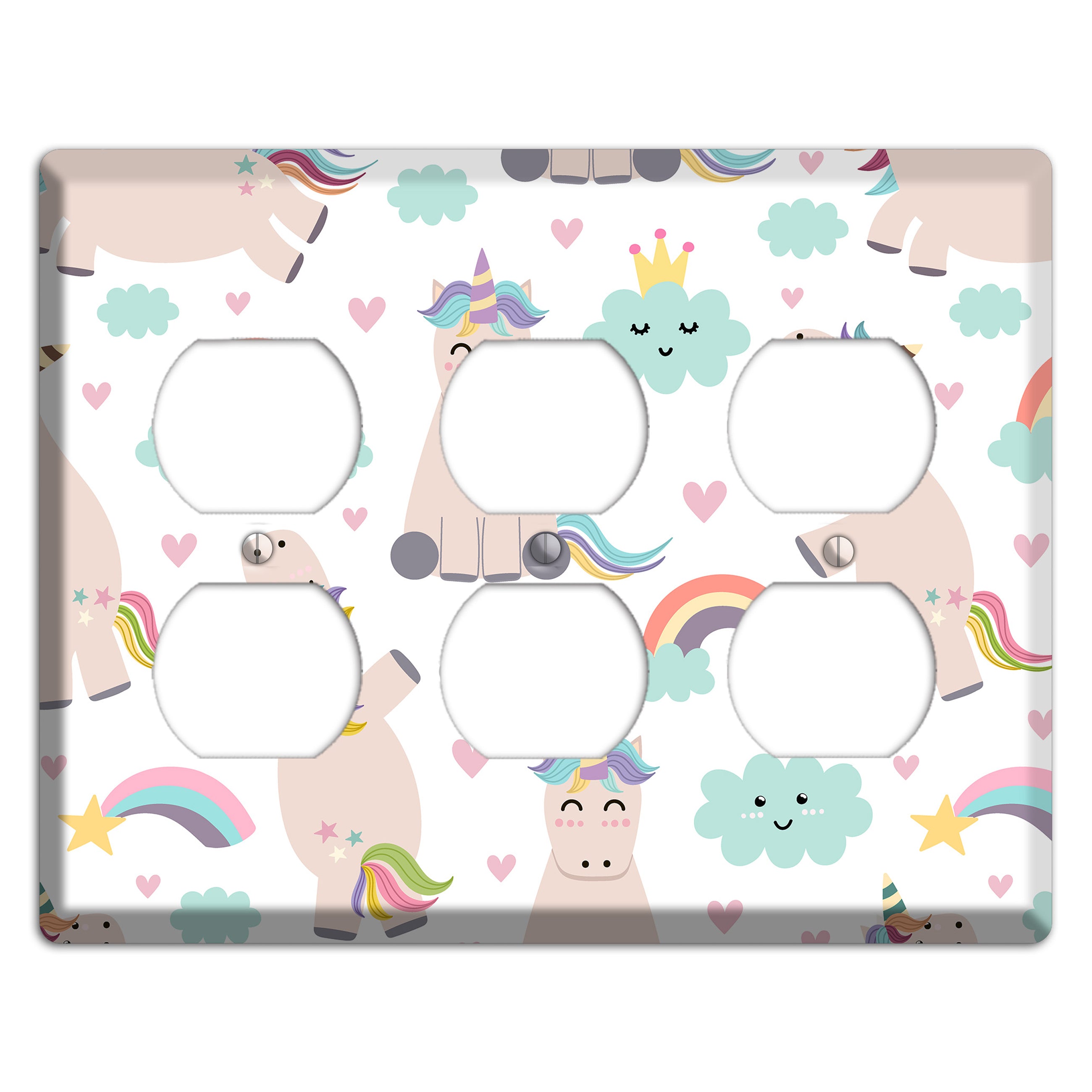 Rainbow Cloud Herd 3 Duplex Wallplate