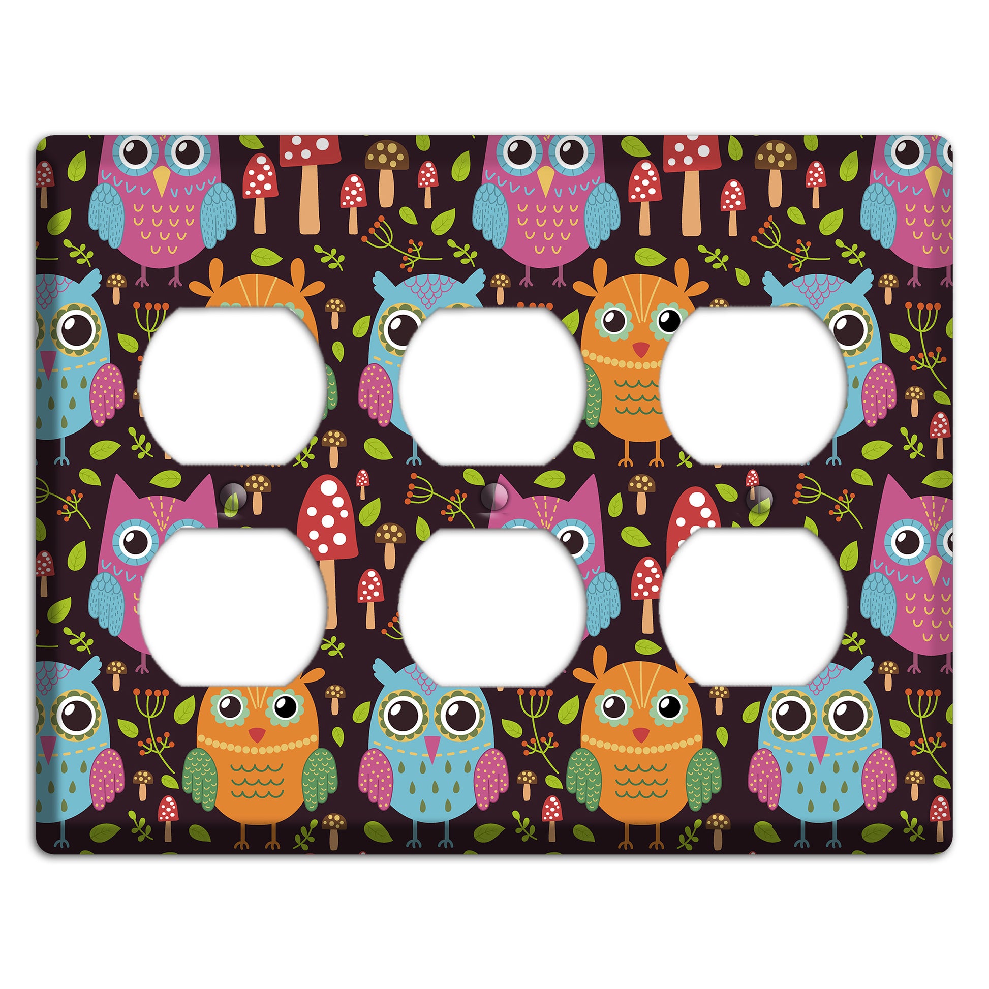 Bright Forest Owls 3 Duplex Wallplate