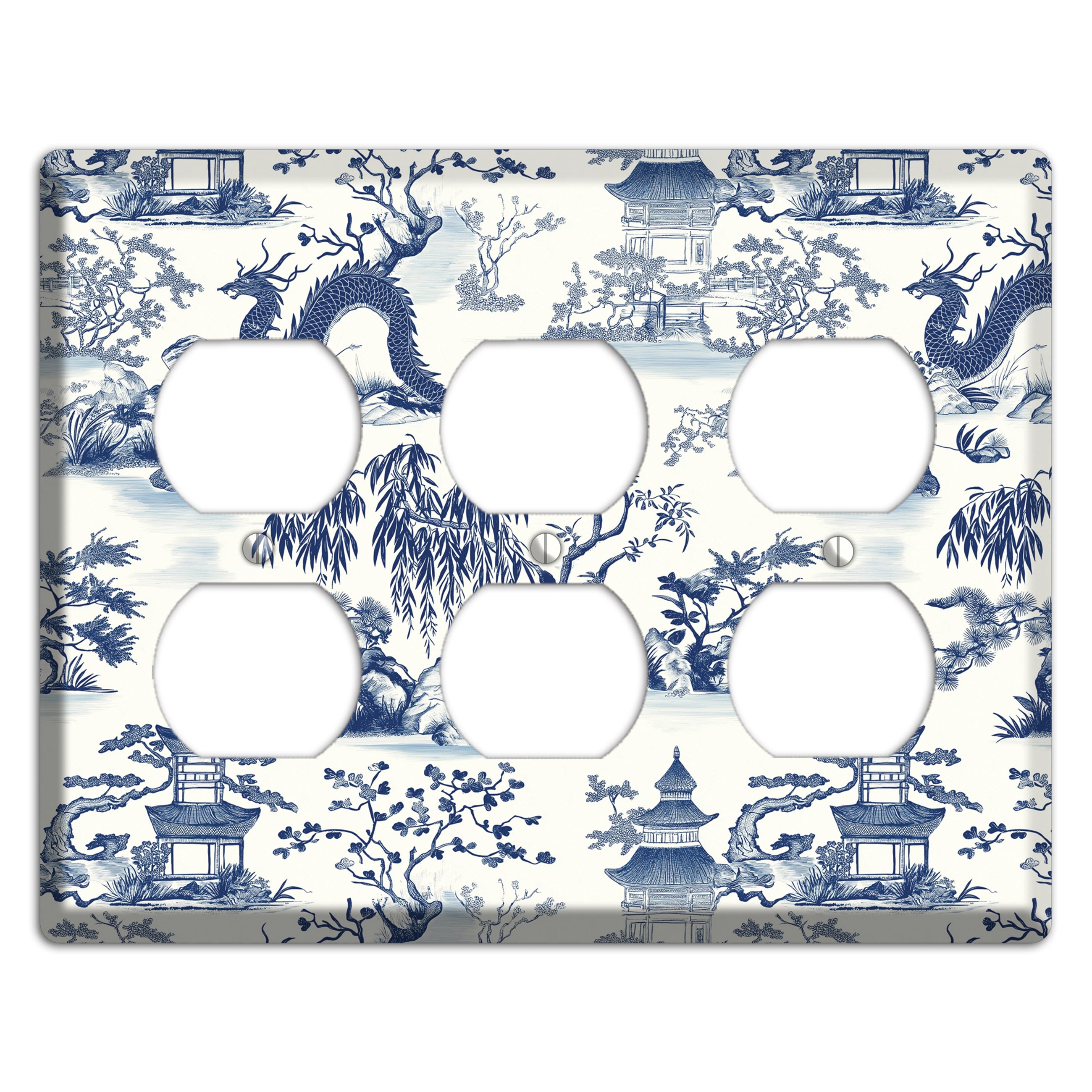 Dragon & Pagoda 3 Duplex Wallplate