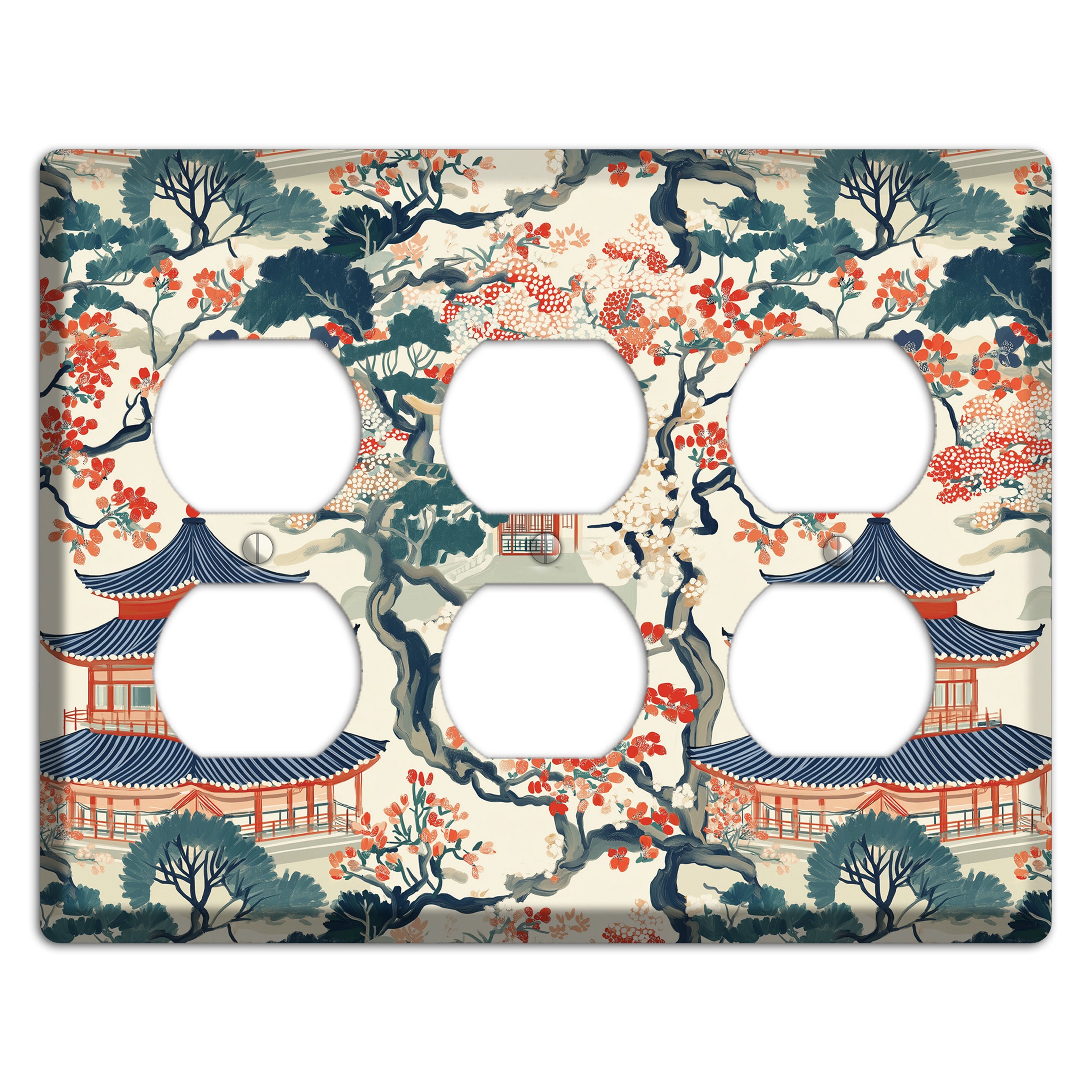 Blossom & Pagoda 3 Duplex Wallplate