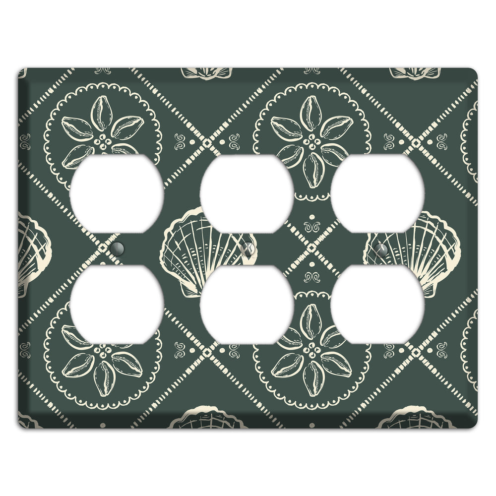 Slate Cowrie Medallion 3 Duplex Wallplate