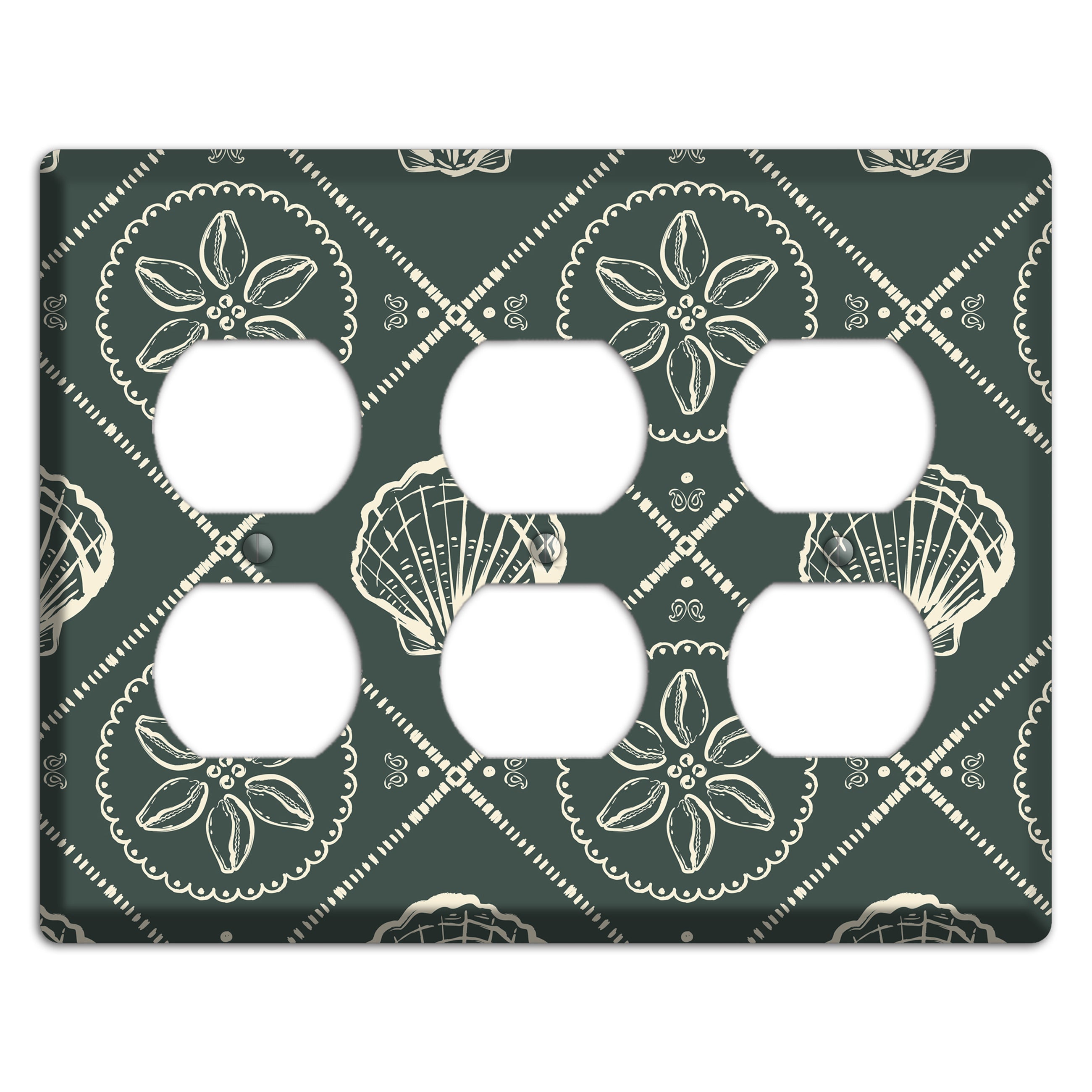 Slate Cowrie Medallion 3 Duplex Wallplate