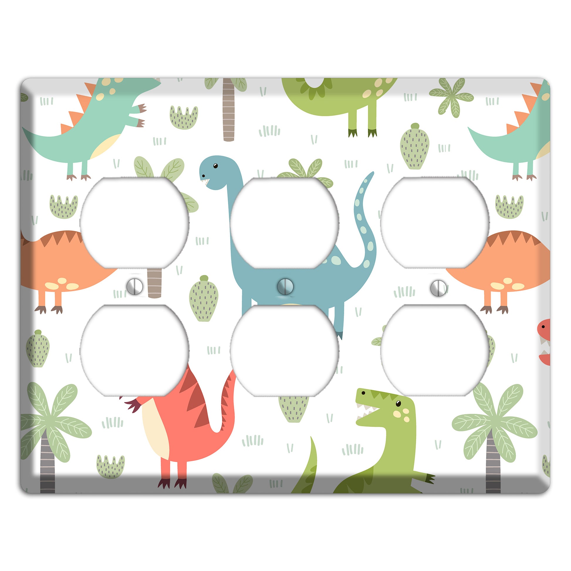 Jurassic Pals (Pastel) 3 Duplex Wallplate