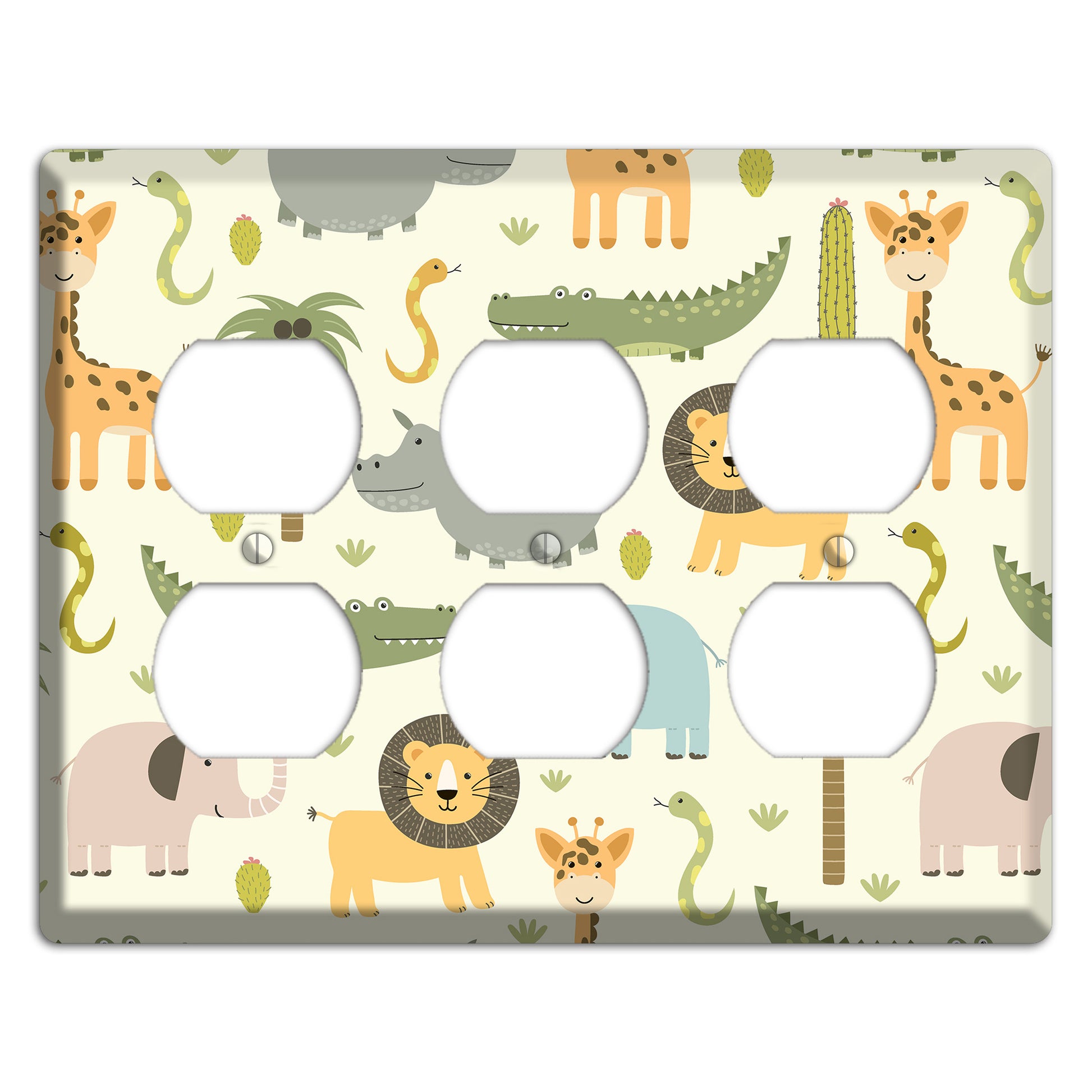 Jungle Friends (Cream) 3 Duplex Wallplate