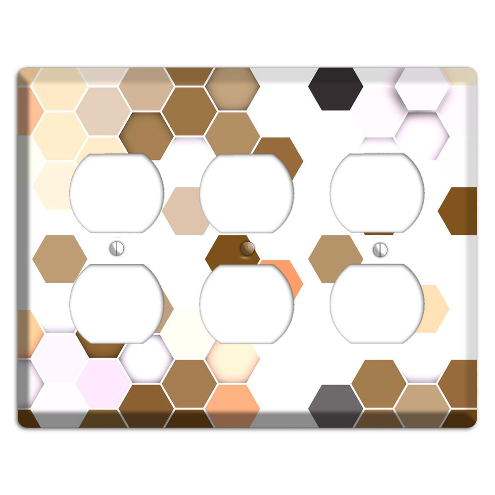 Hex Grid ‚Äì Sunset Terracotta 3 Duplex Wallplate