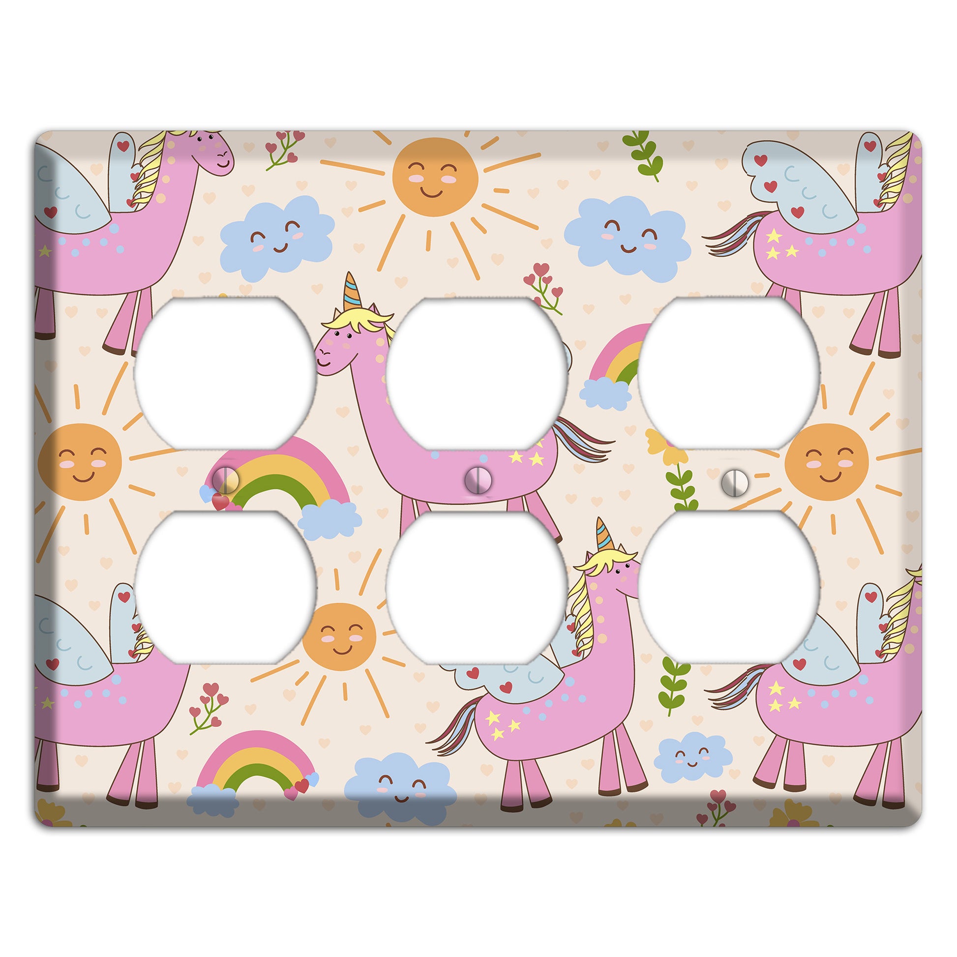 Magic Meadow (Peach) 3 Duplex Wallplate