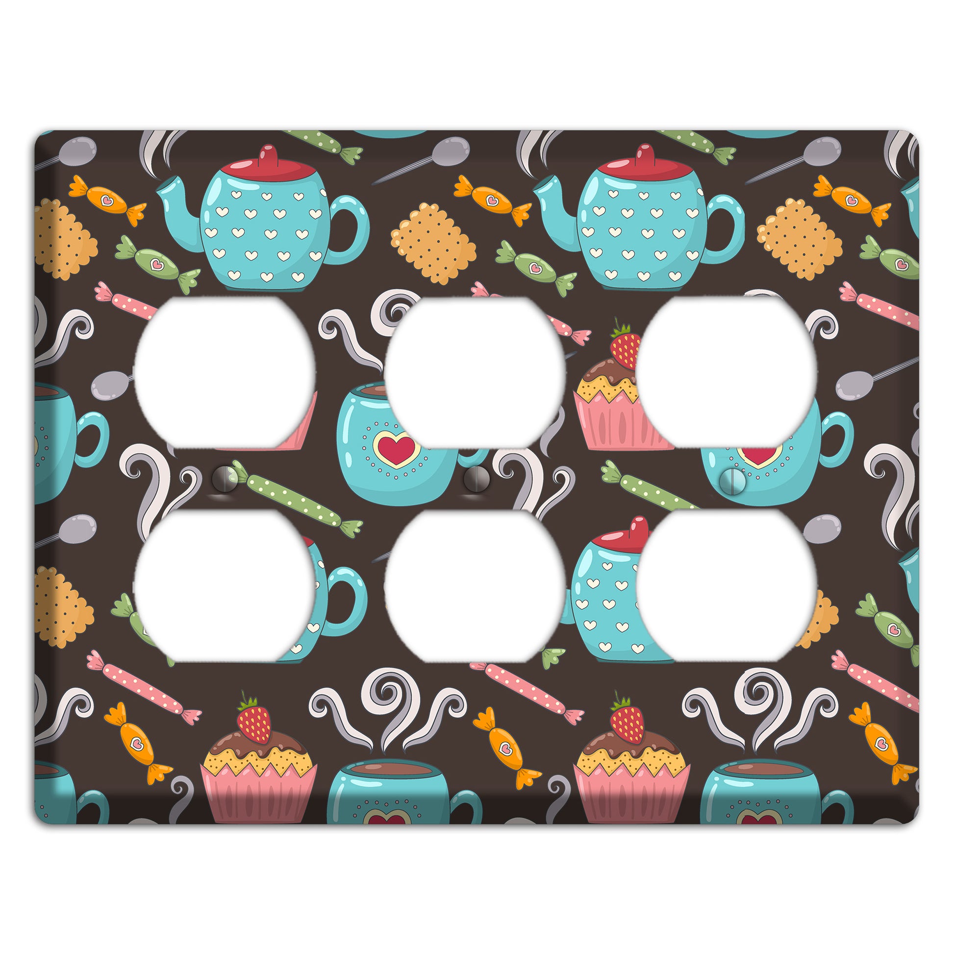 Sweet Tea Party (Brown) 3 Duplex Wallplate