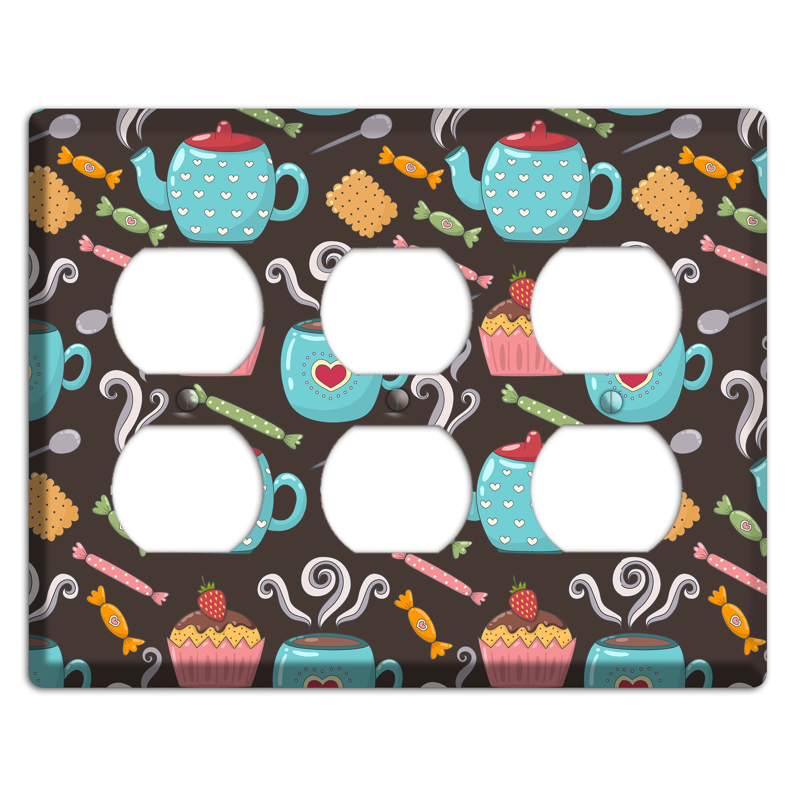 Sweet Tea Party (Brown) 3 Duplex Wallplate