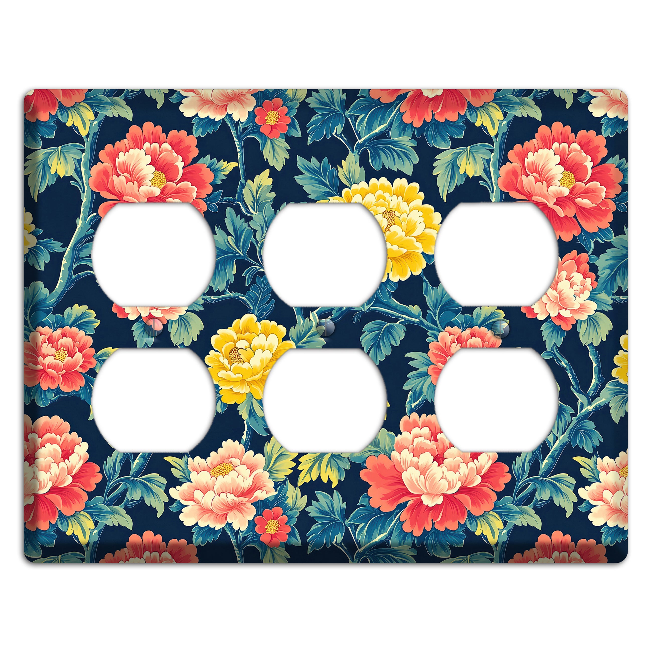 Peony & Bough 3 Duplex Wallplate
