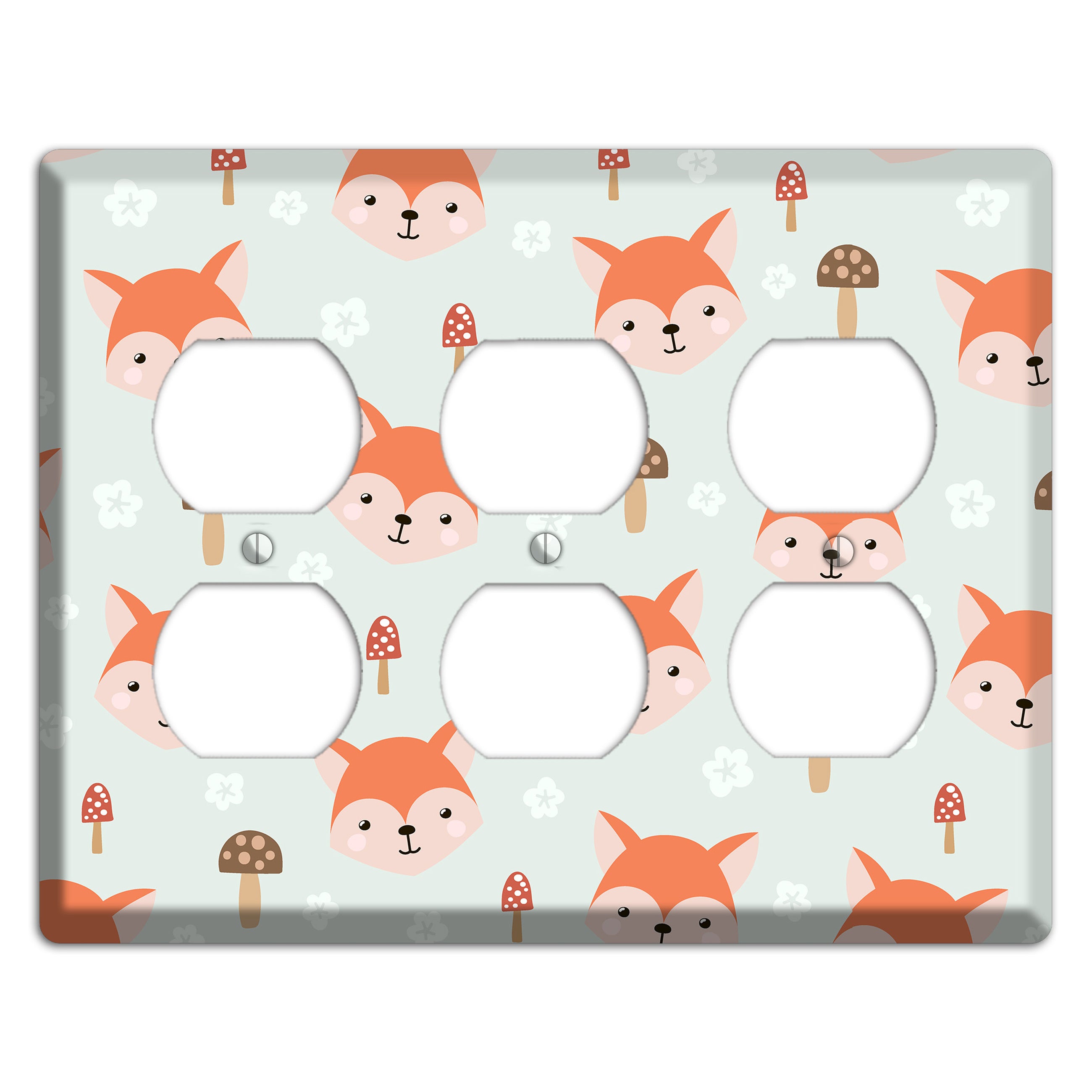 Fox & Fungi Friends 3 Duplex Wallplate