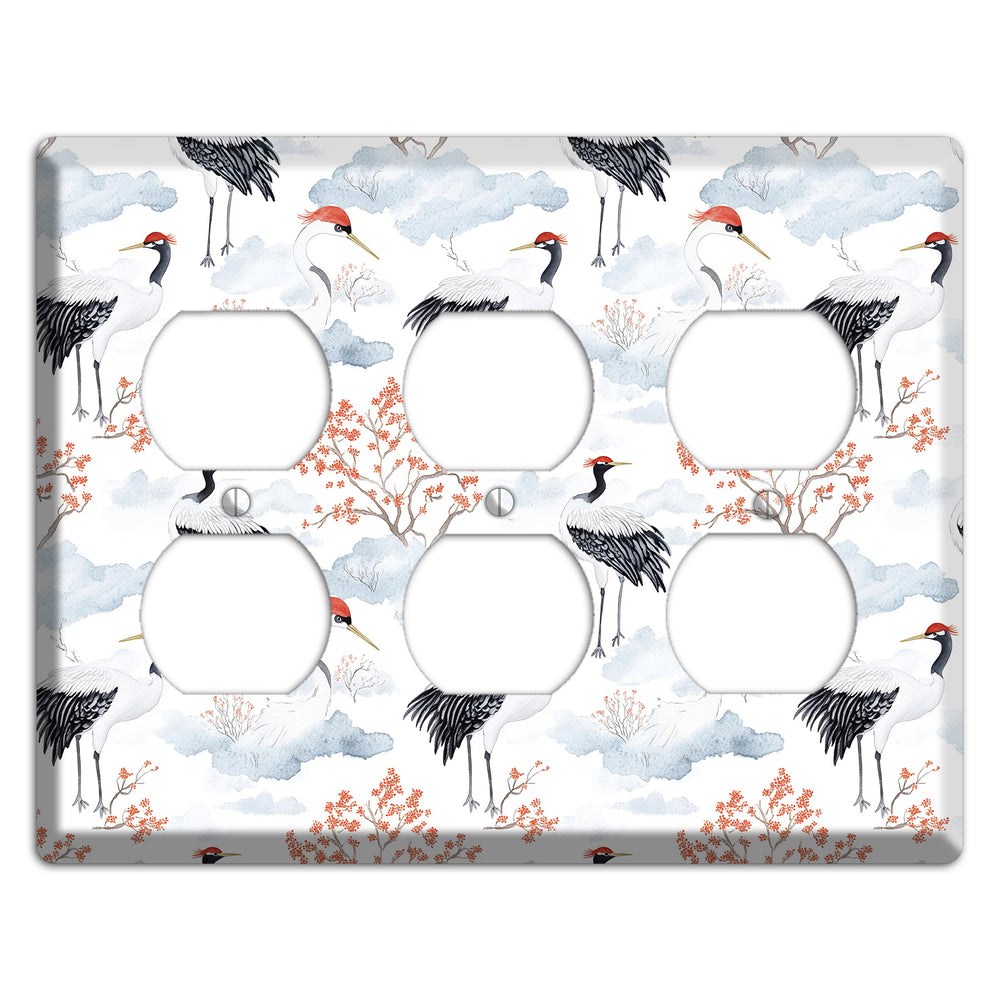Crimson Crown Cranes 3 Duplex Wallplate