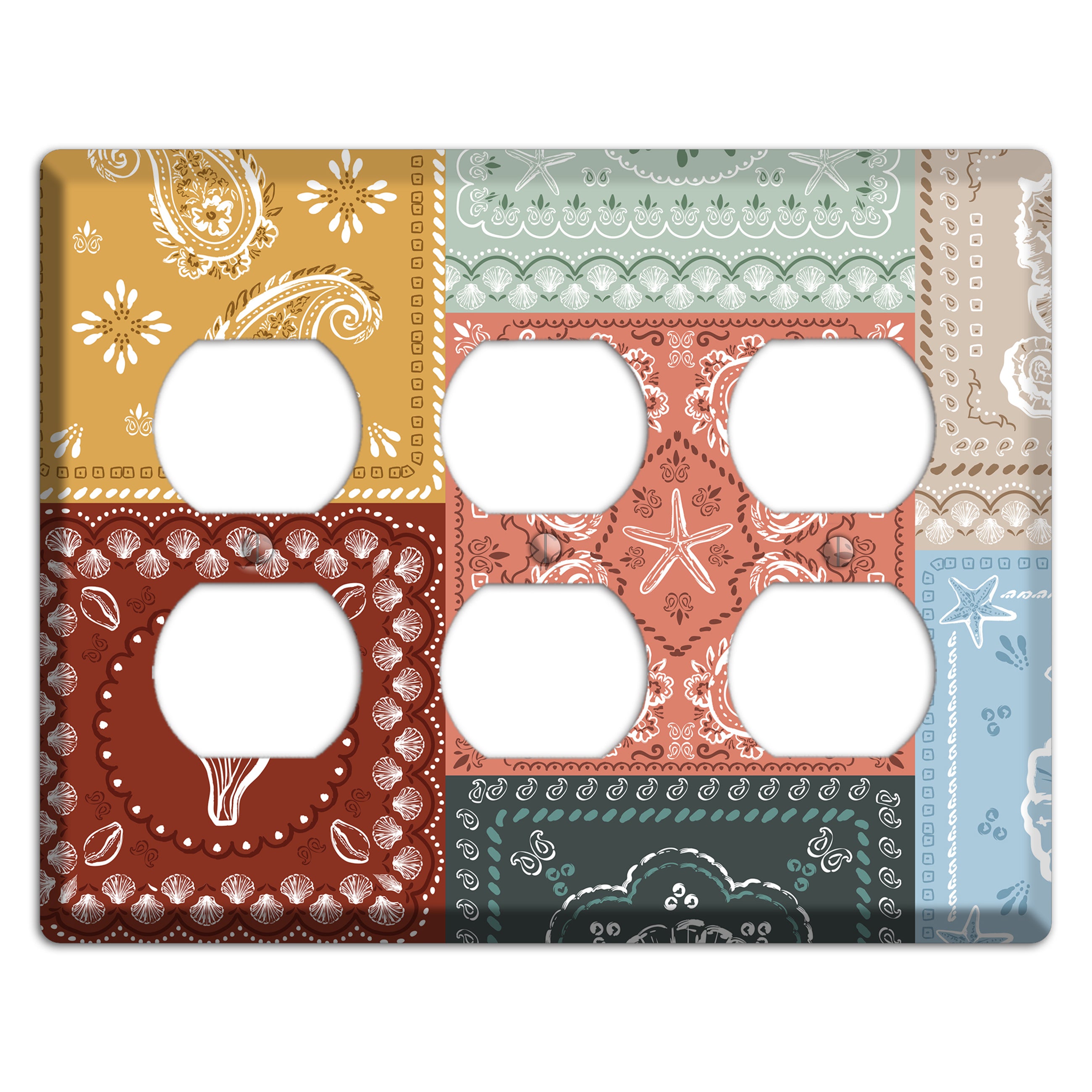 Patchwork Shore Reverie 3 Duplex Wallplate