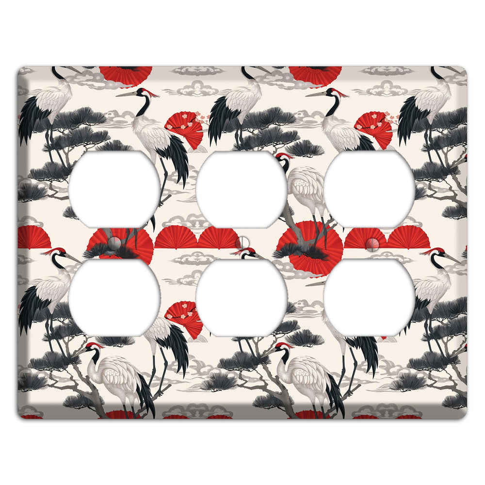 Crimson Fan & Pine 3 Duplex Wallplate
