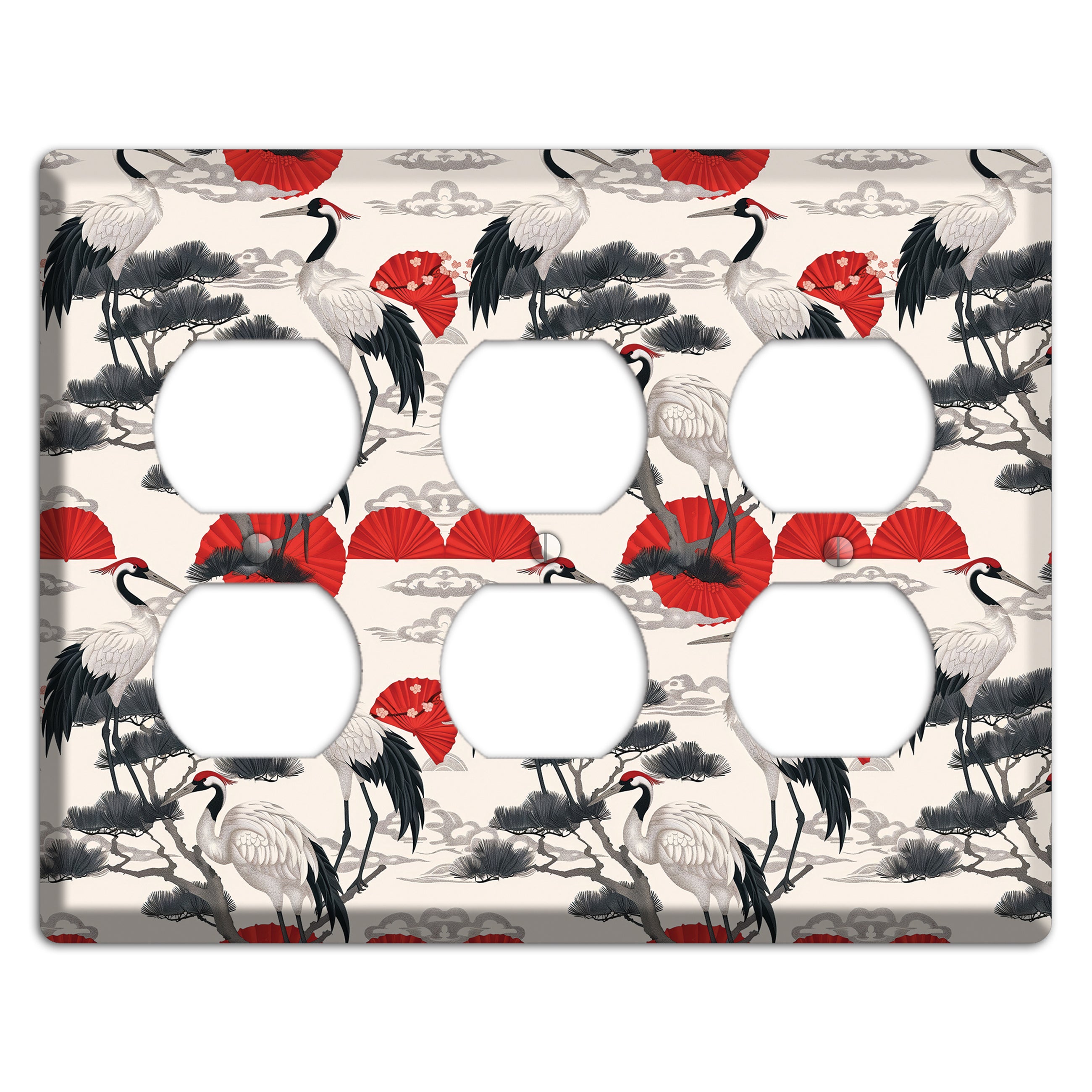 Crimson Fan & Pine 3 Duplex Wallplate