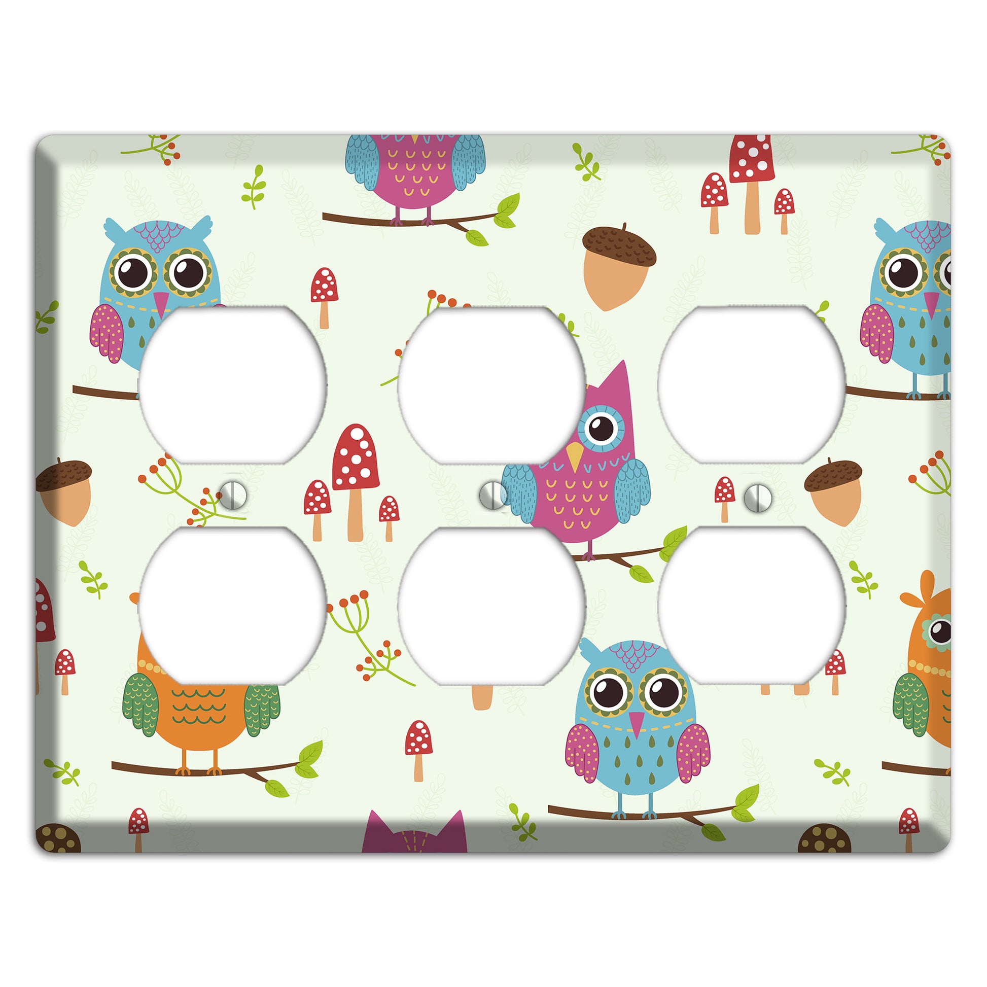 Forest Owls (Mint) 3 Duplex Wallplate