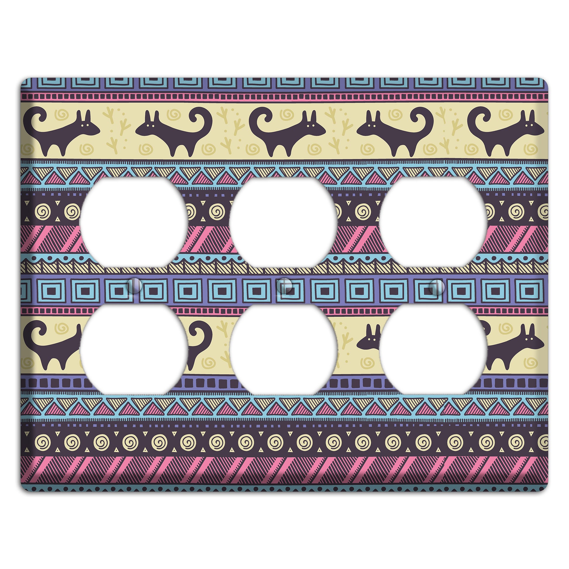 Folk Fox Stripes 3 Duplex Wallplate