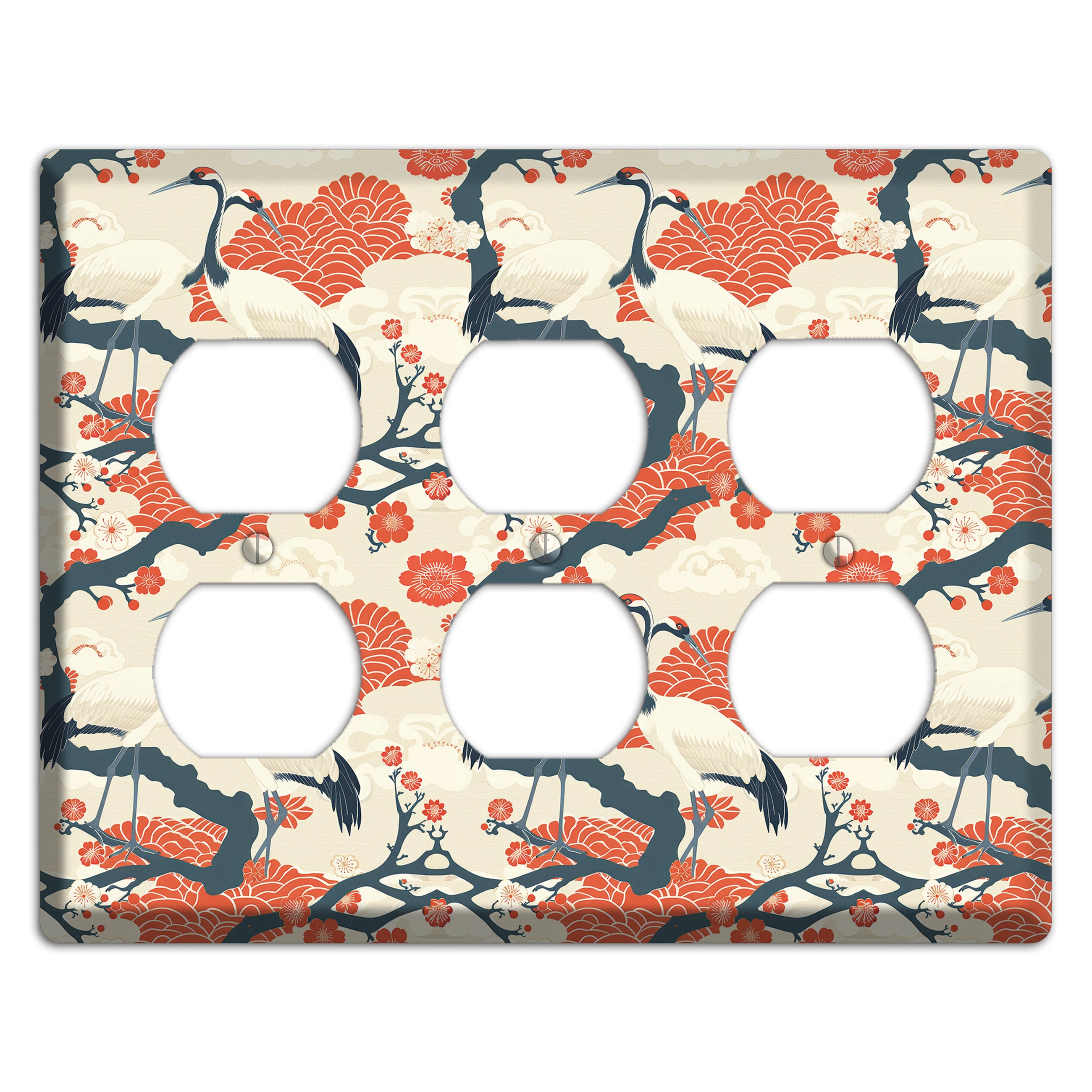 Vermillion Crane Court 3 Duplex Wallplate