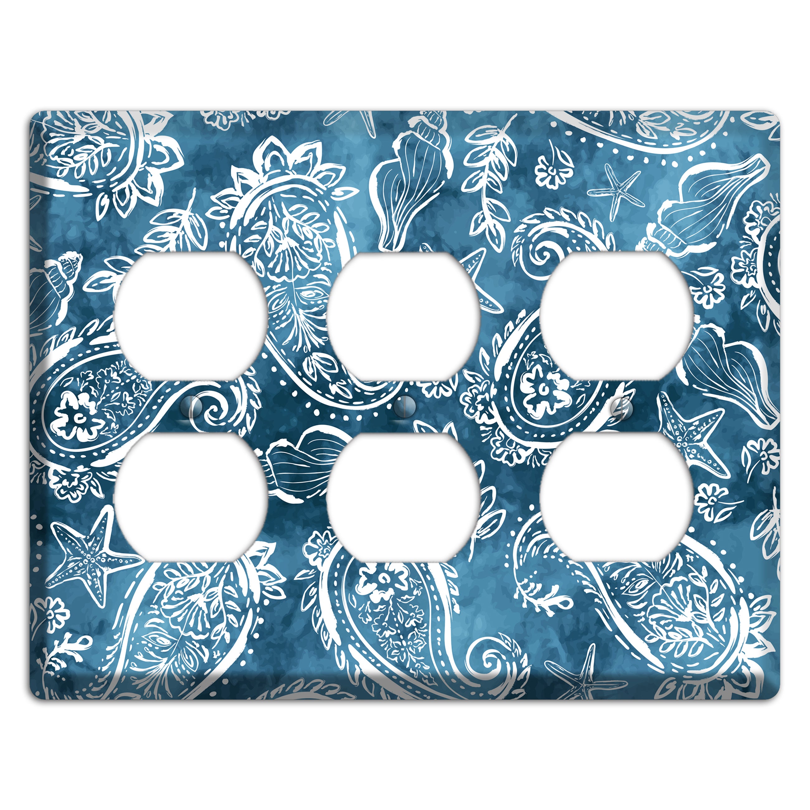 Indigo Tide Paisley 3 Duplex Wallplate