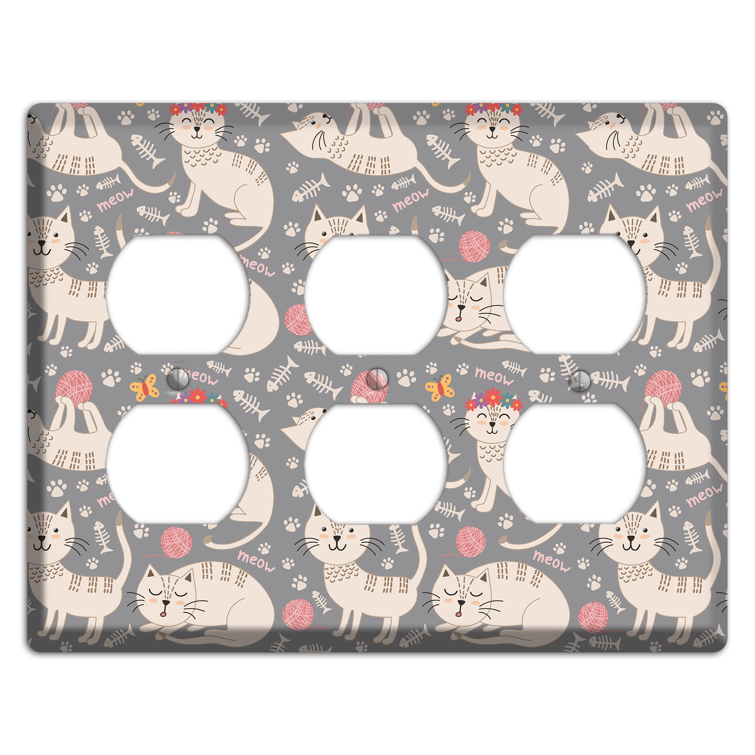 Meow Mix (Gray) 3 Duplex Wallplate