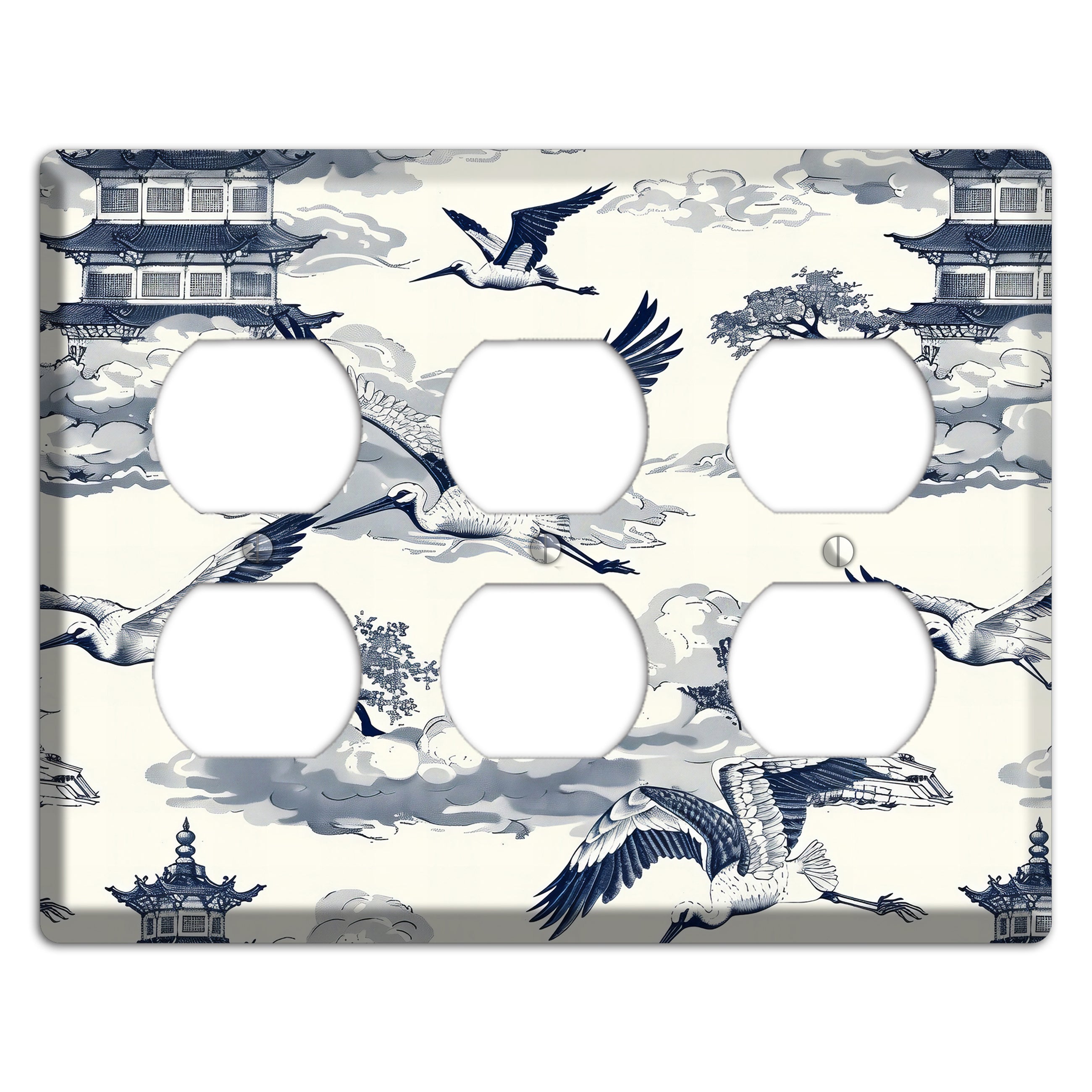 Crane Sky Toile 3 Duplex Wallplate