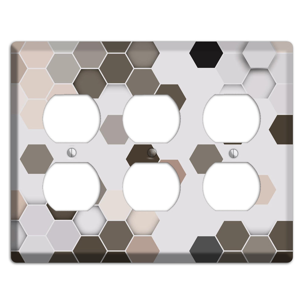 Hex Grid ‚Äì Cool Slate 3 Duplex Wallplate