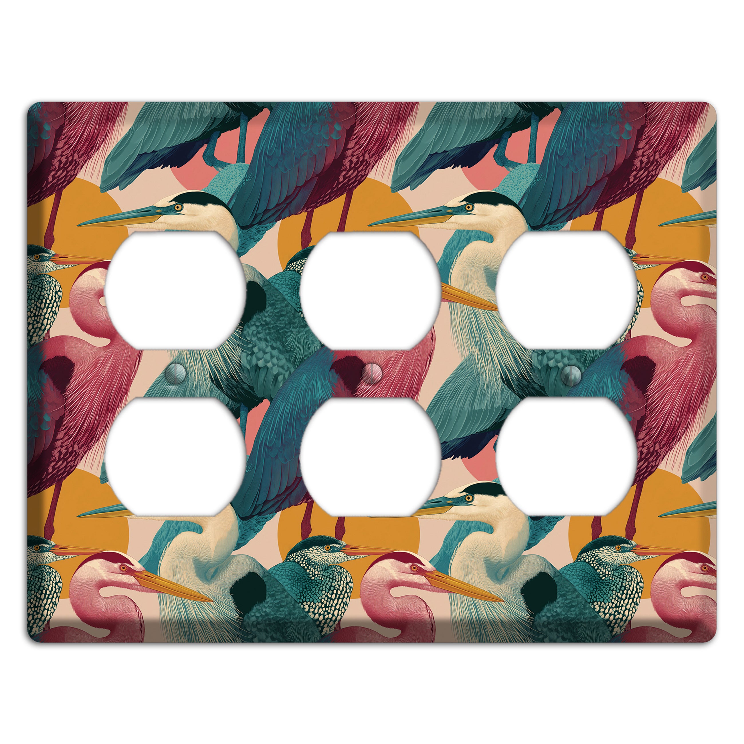 Teal Heron Mosaic 3 Duplex Wallplate