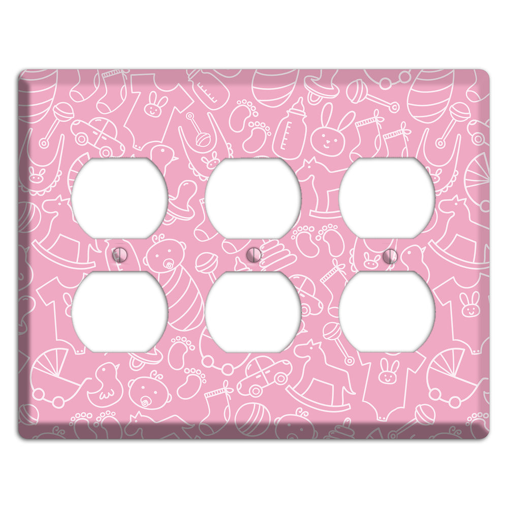 Line Art Baby Pink 3 Duplex Wallplate