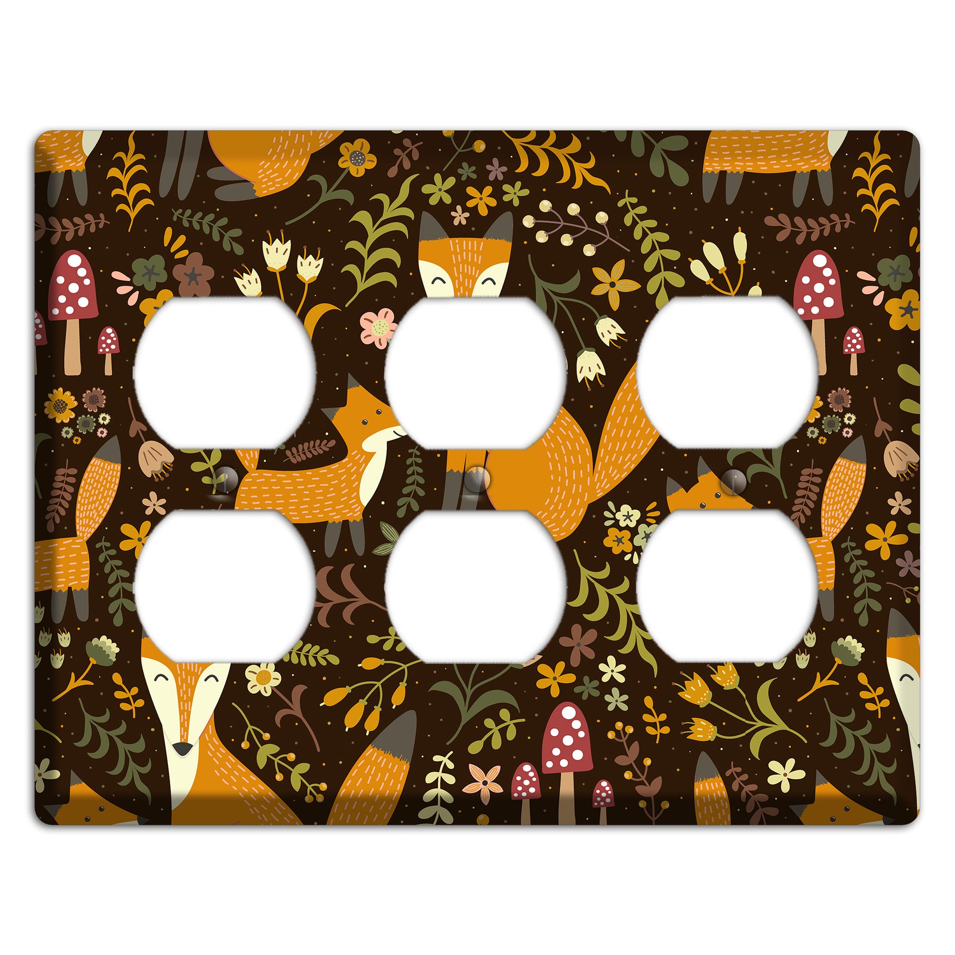 Fox Garden (Chocolate) 3 Duplex Wallplate