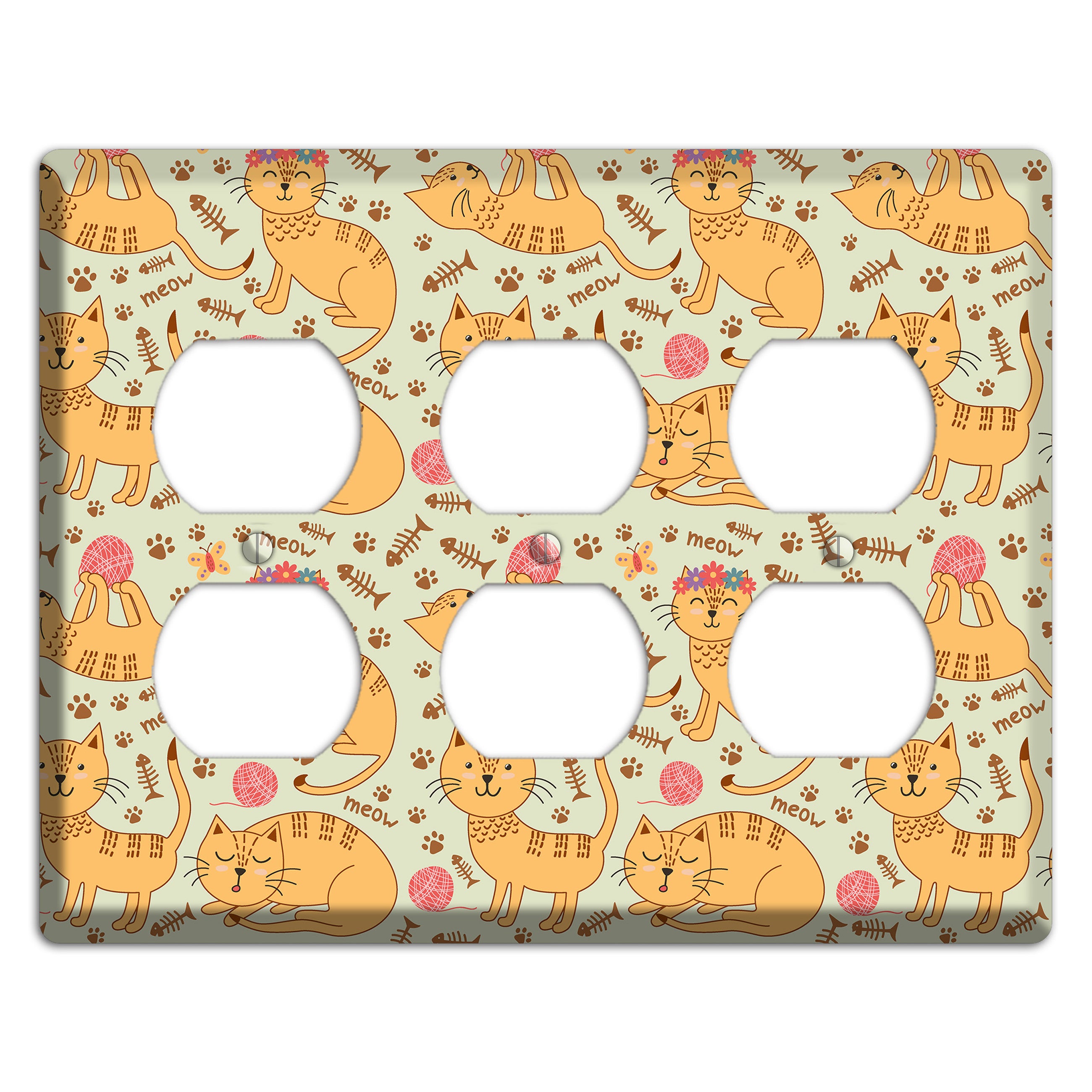 Meow Mix (Beige) 3 Duplex Wallplate