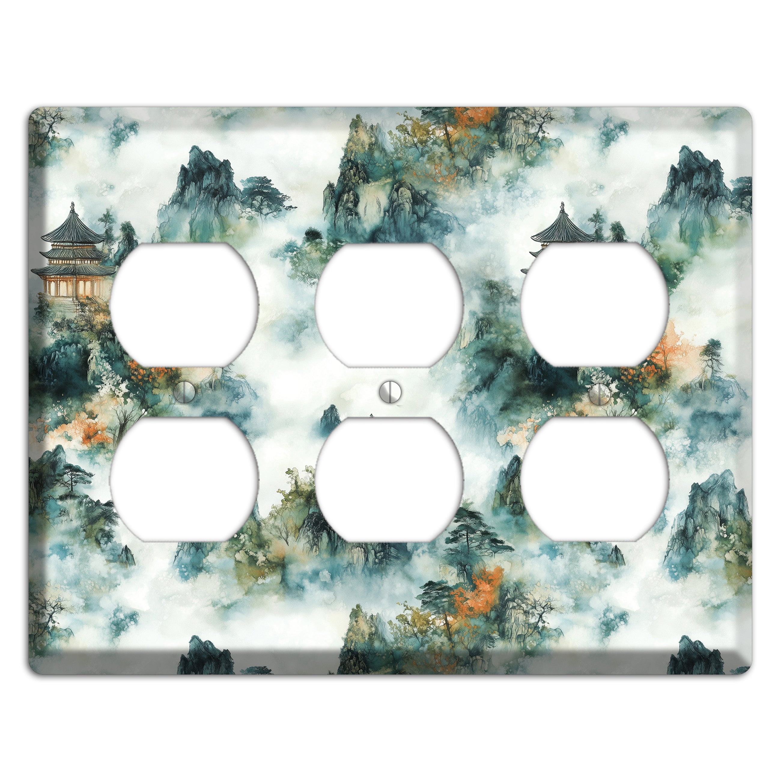 Pavilions in the Mist 3 Duplex Wallplate