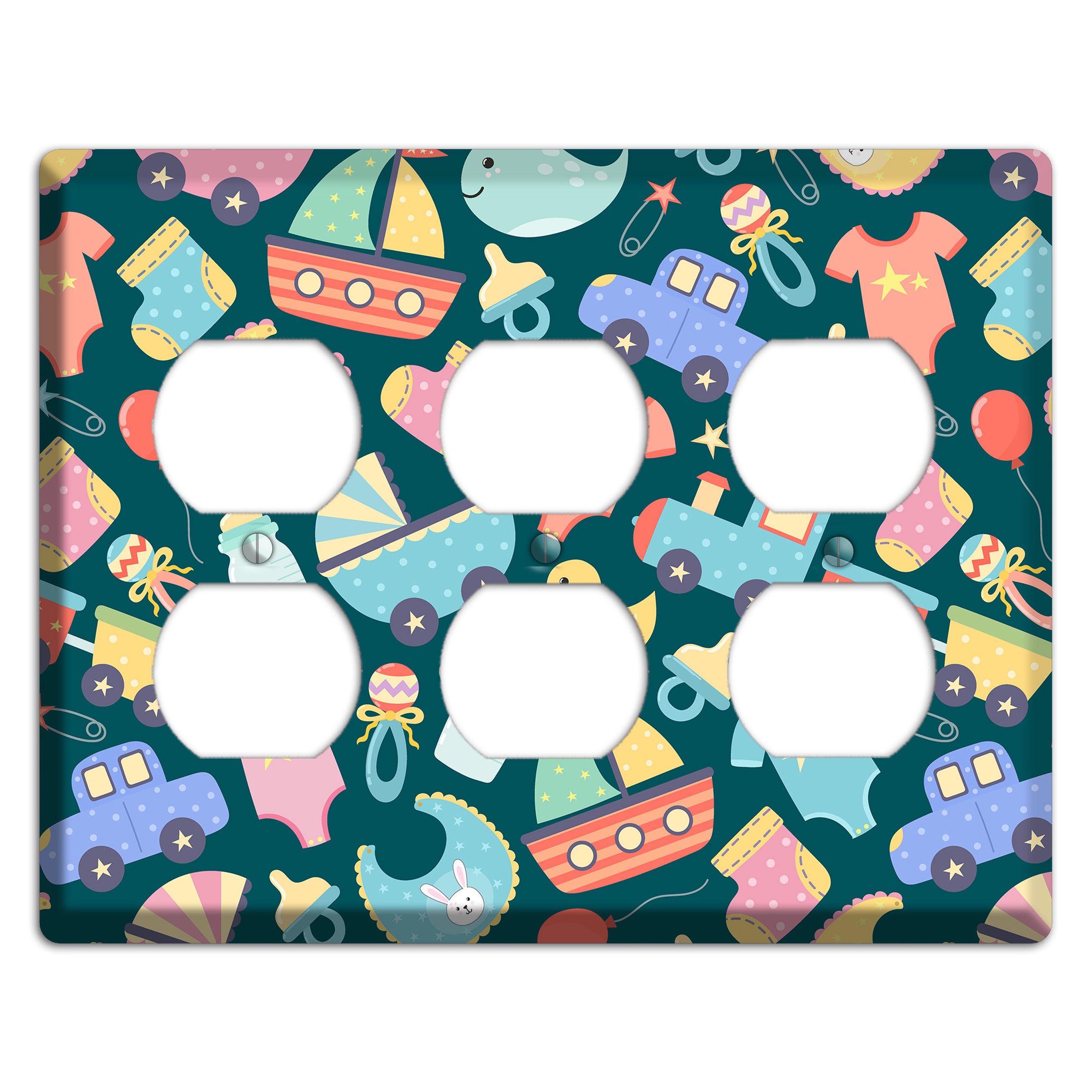 Baby Parade (Teal) 3 Duplex Wallplate