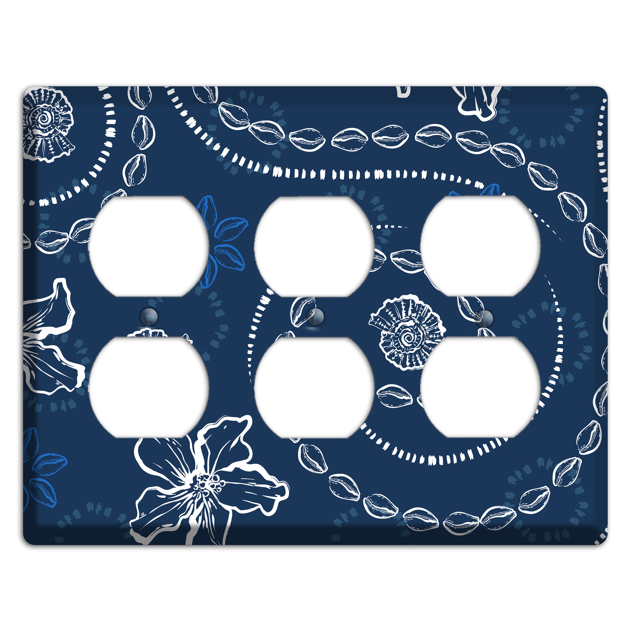 Indigo Cowrie Spiral 3 Duplex Wallplate