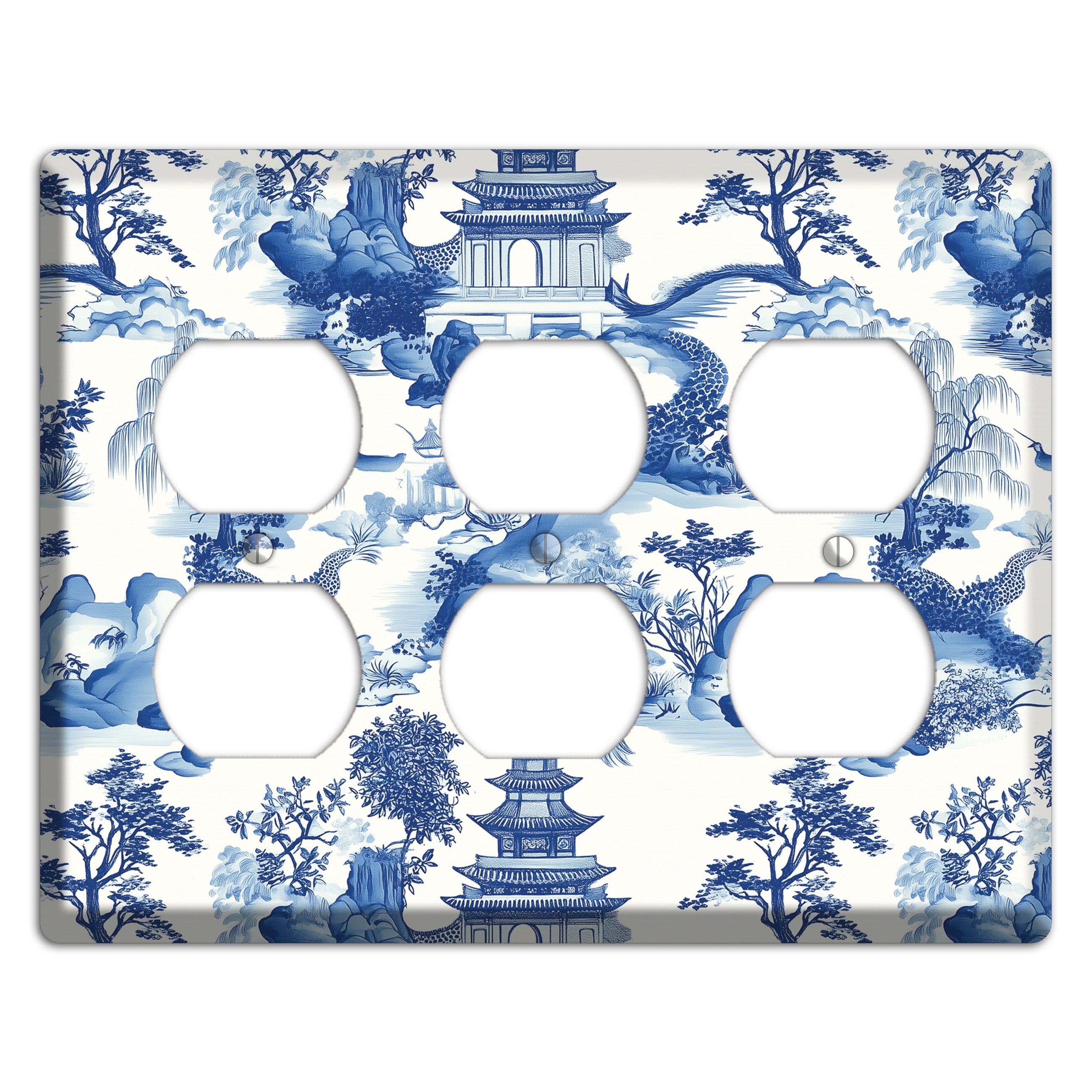 Willow & Pagoda 3 Duplex Wallplate