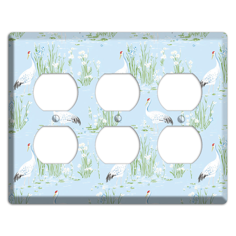 Azure Crane Sanctuary 3 Duplex Wallplate