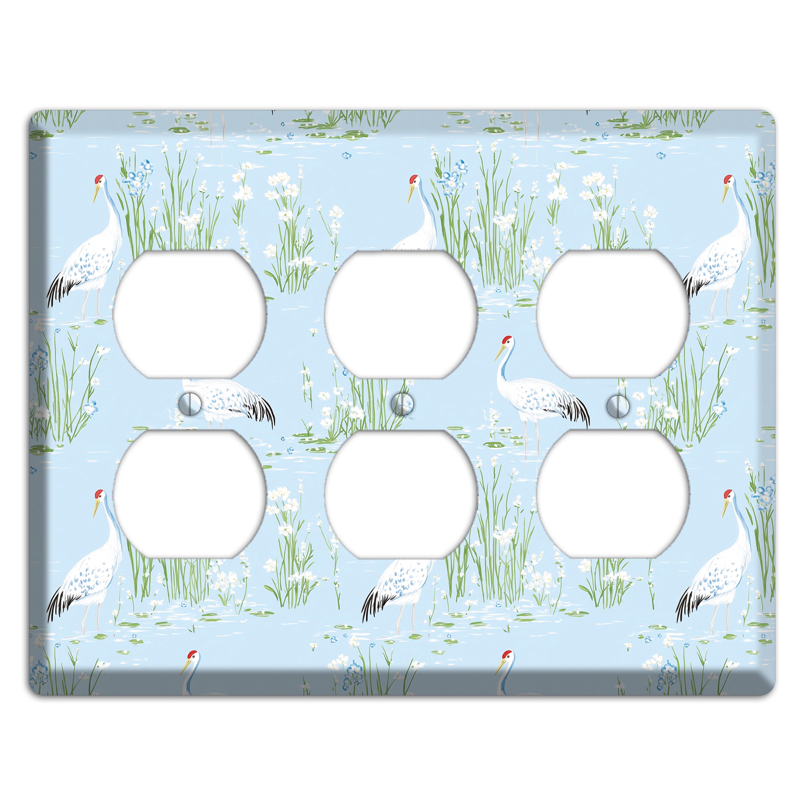 Azure Crane Sanctuary 3 Duplex Wallplate