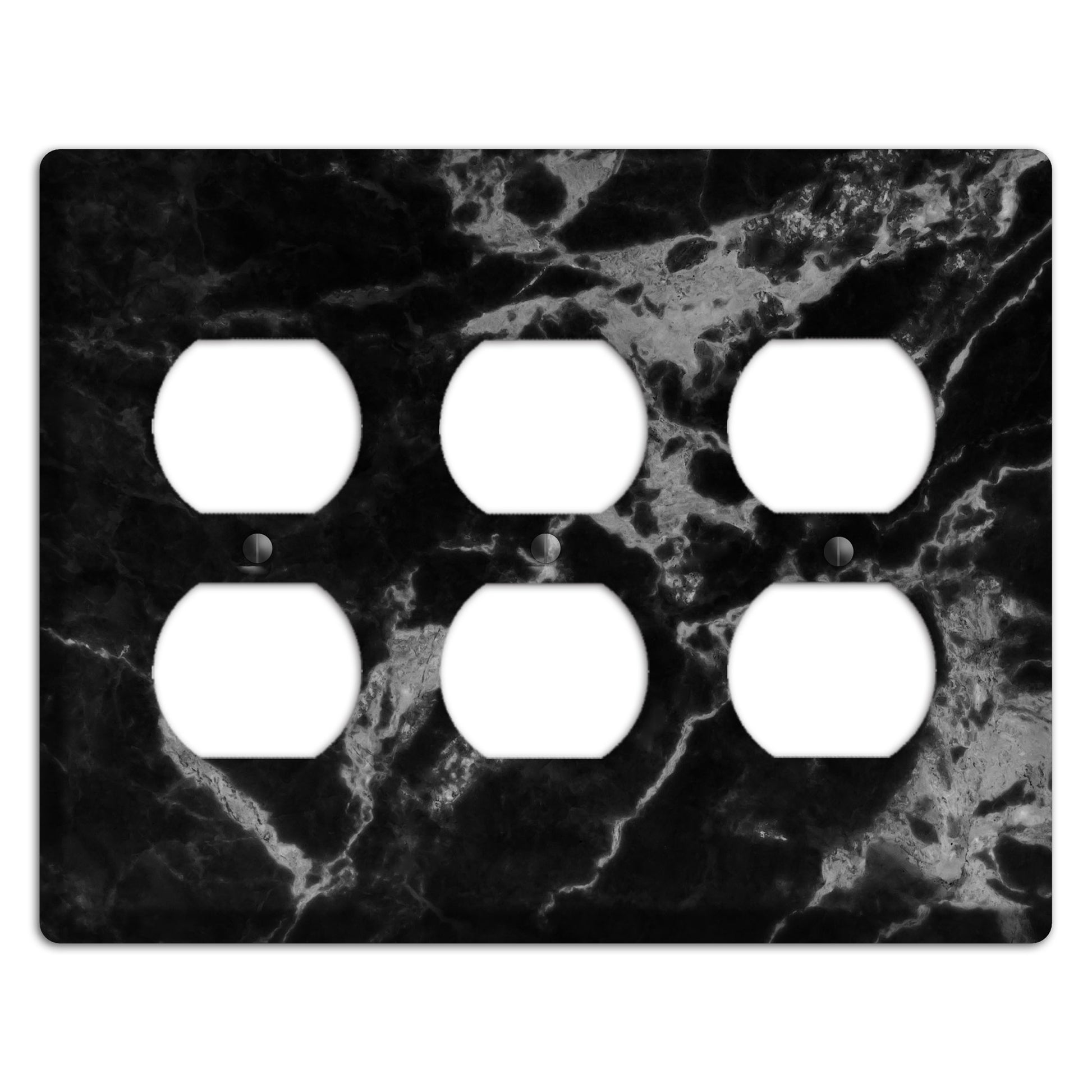 Black and Silver Marble 3 Duplex Wallplate