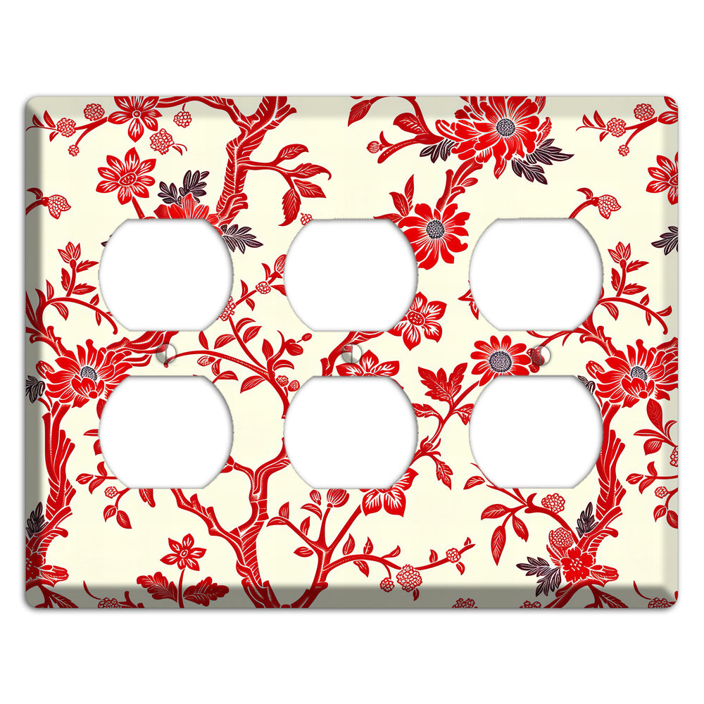 Crimson Branch & Bloom 3 Duplex Wallplate