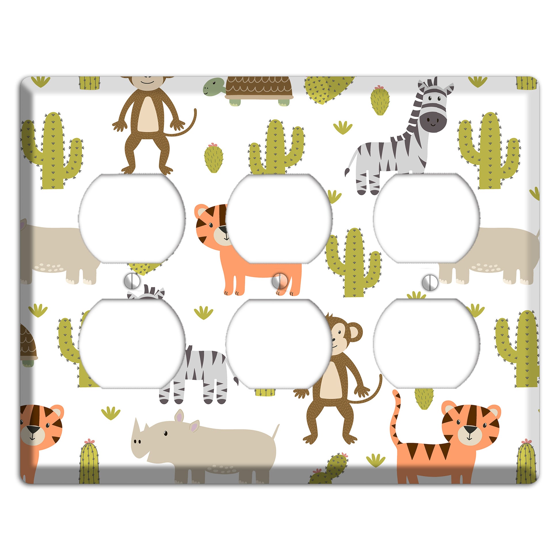 Safari Critters (White) 3 Duplex Wallplate