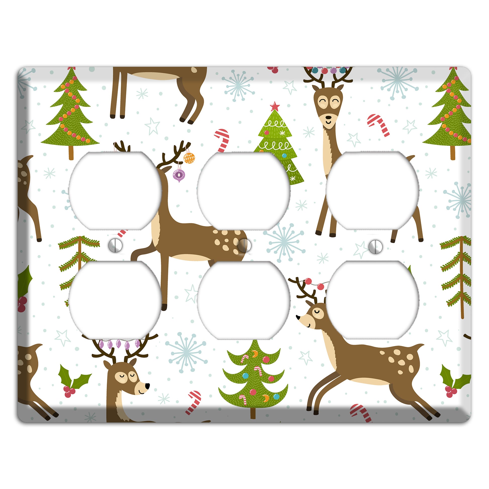 Reindeer Parade (White) 3 Duplex Wallplate