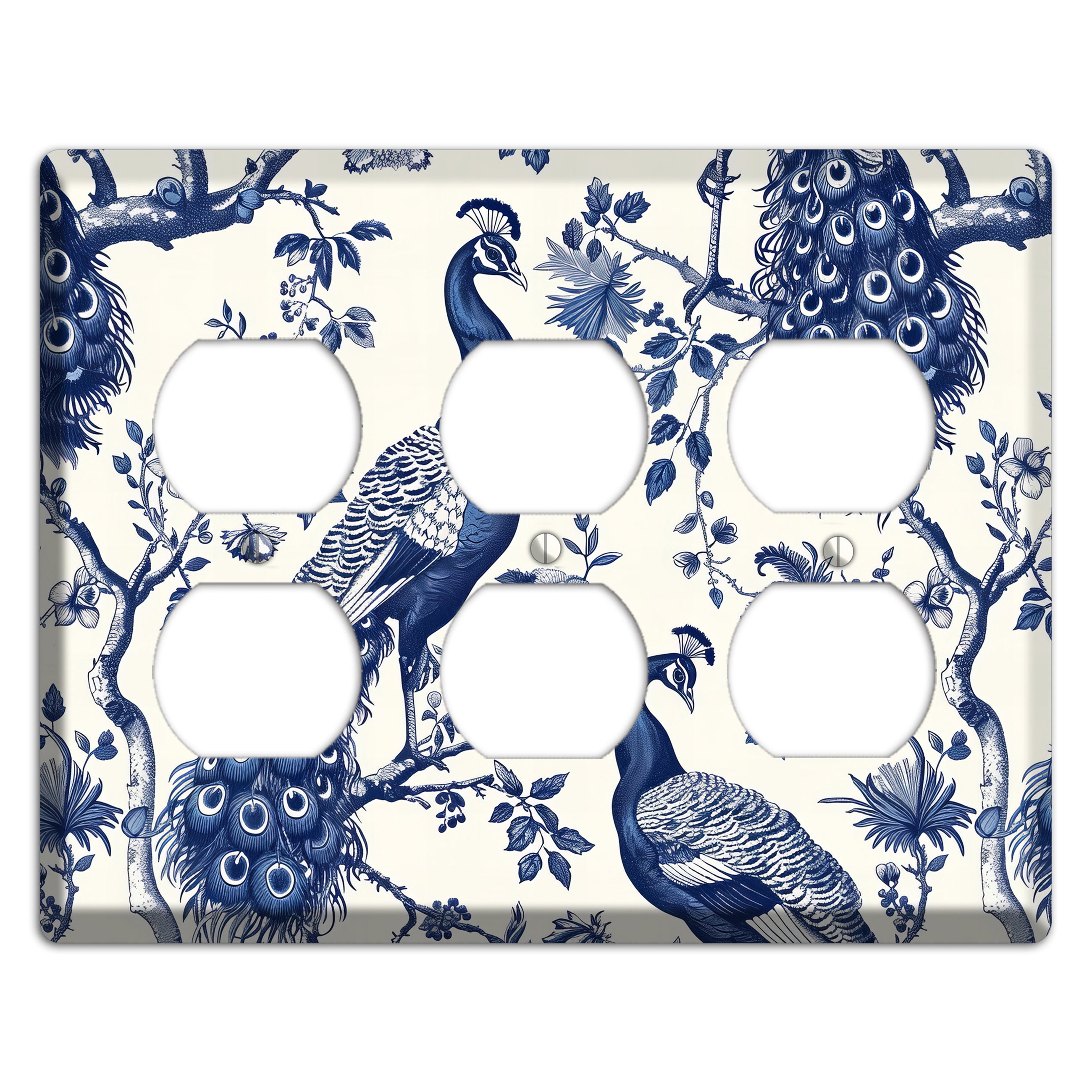 Peacock & Bough 3 Duplex Wallplate