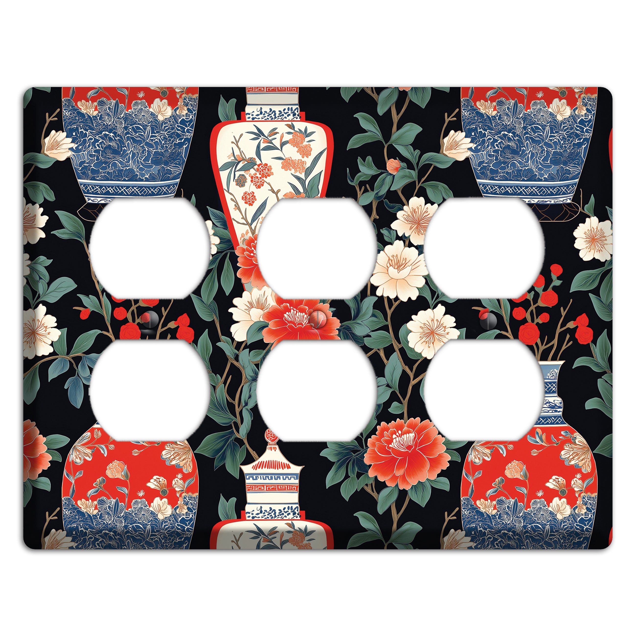 Porcelain Garden Dusk 3 Duplex Wallplate