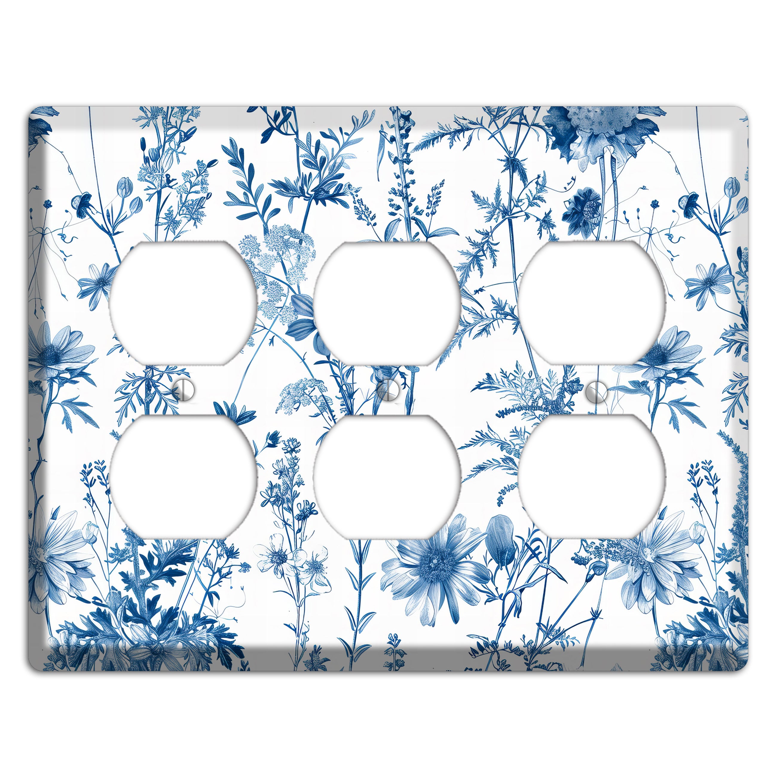 Meadow Pressed Blue 3 Duplex Wallplate