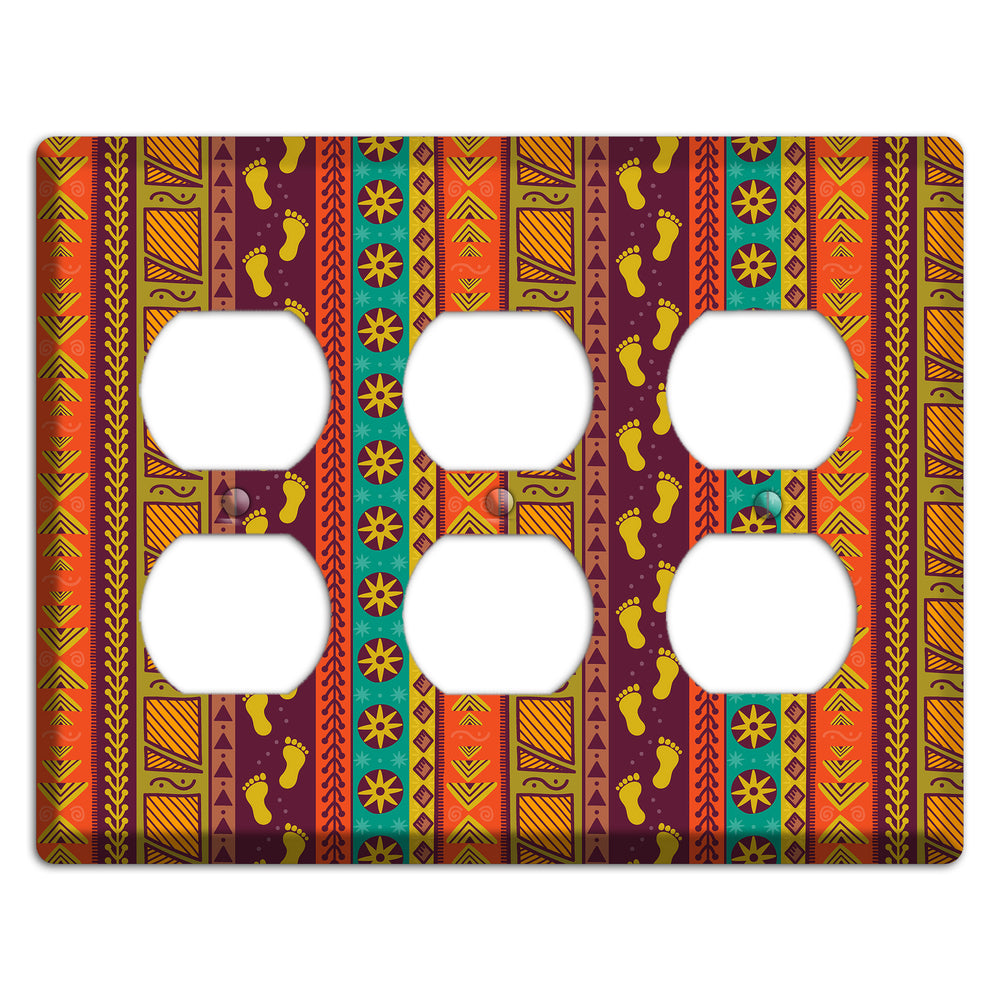 Tribal Footsteps 3 Duplex Wallplate