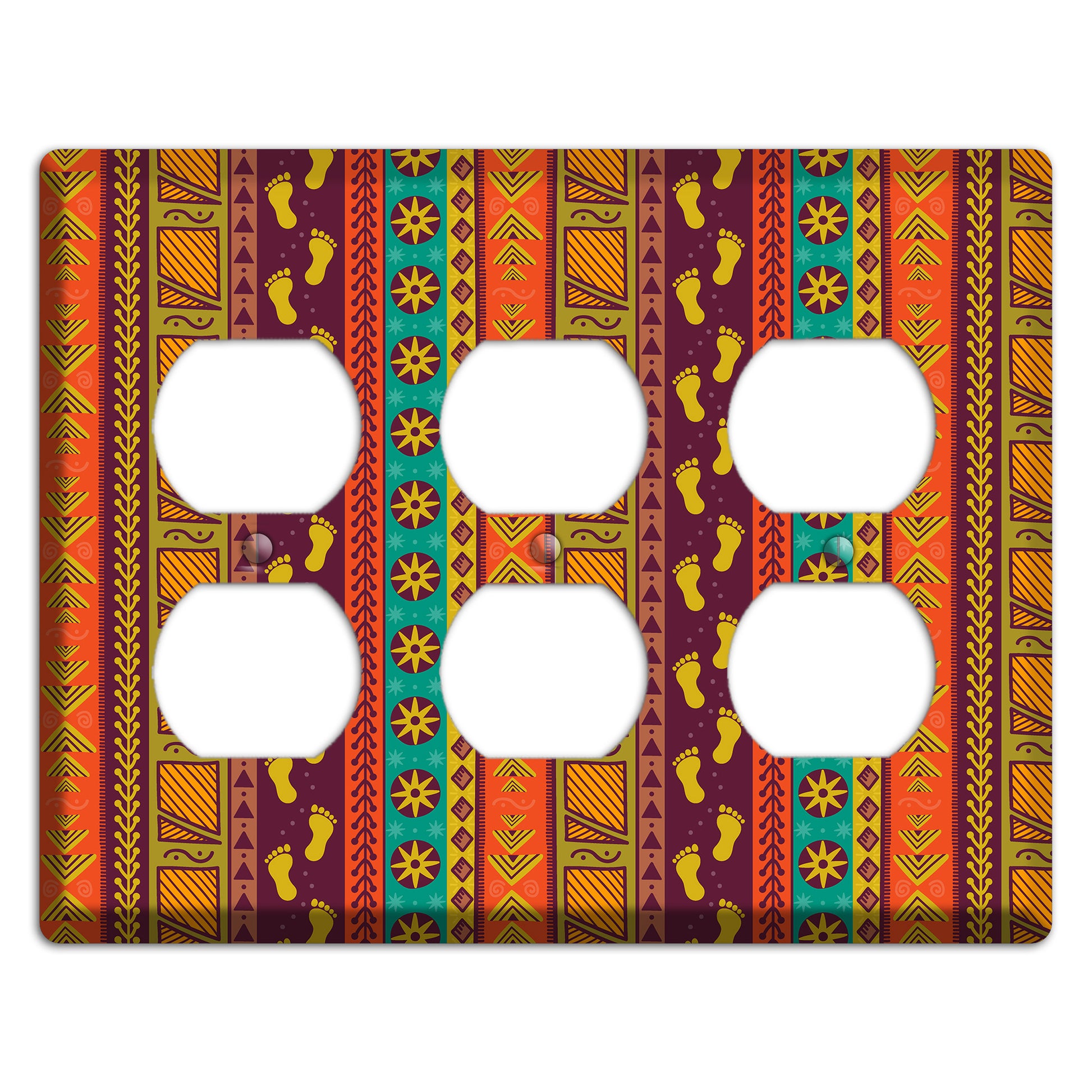 Tribal Footsteps 3 Duplex Wallplate