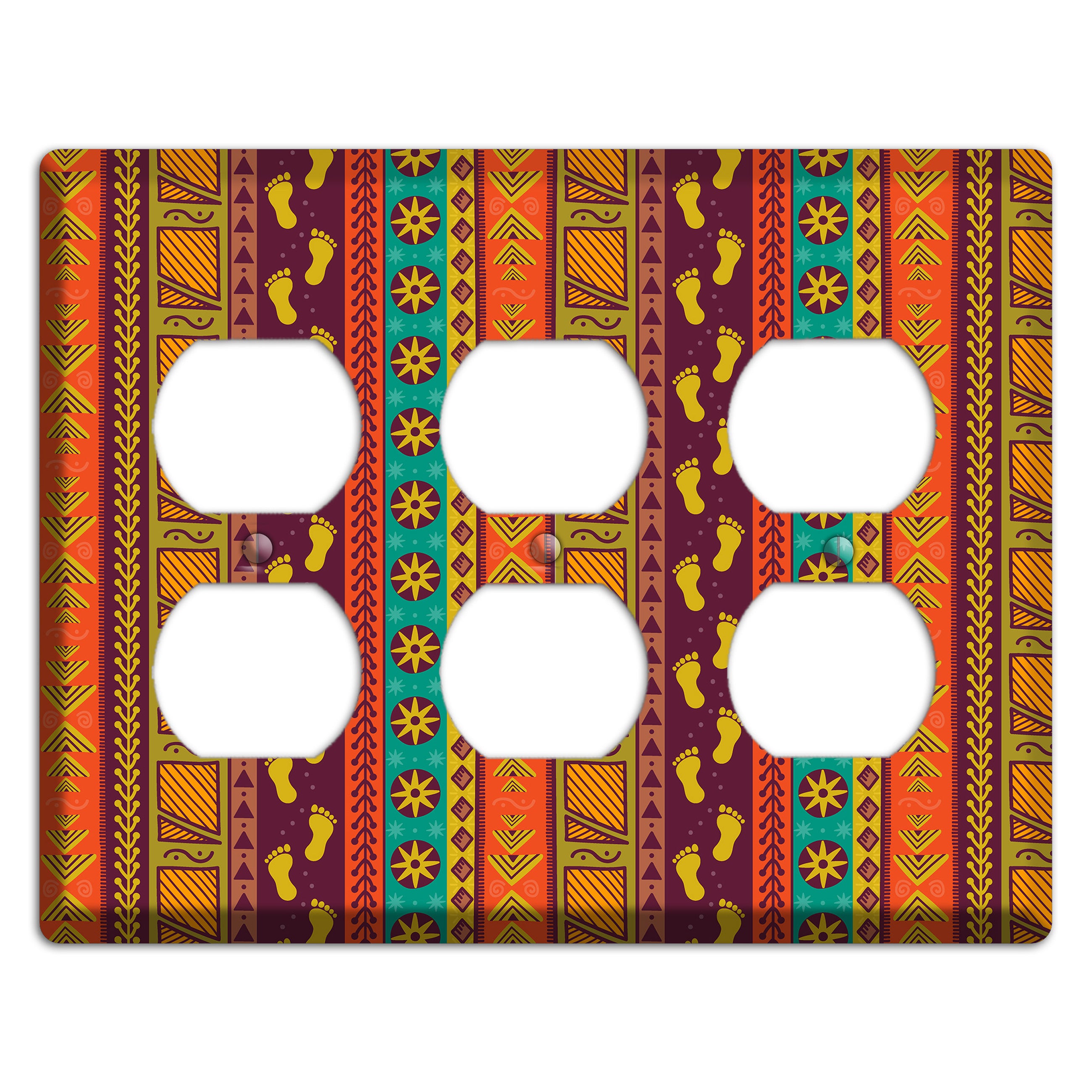 Tribal Footsteps 3 Duplex Wallplate