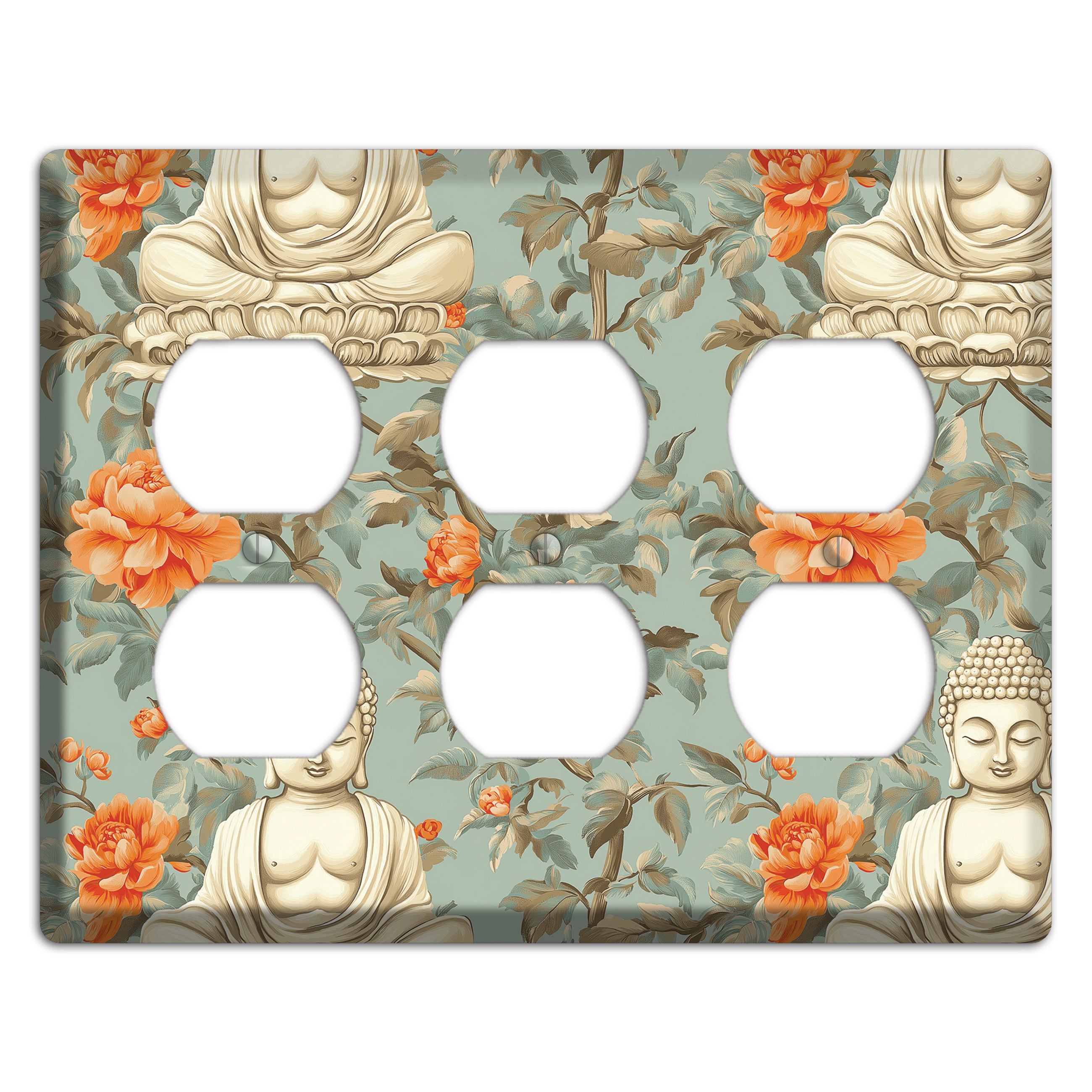 Lotus & Peony 3 Duplex Wallplate