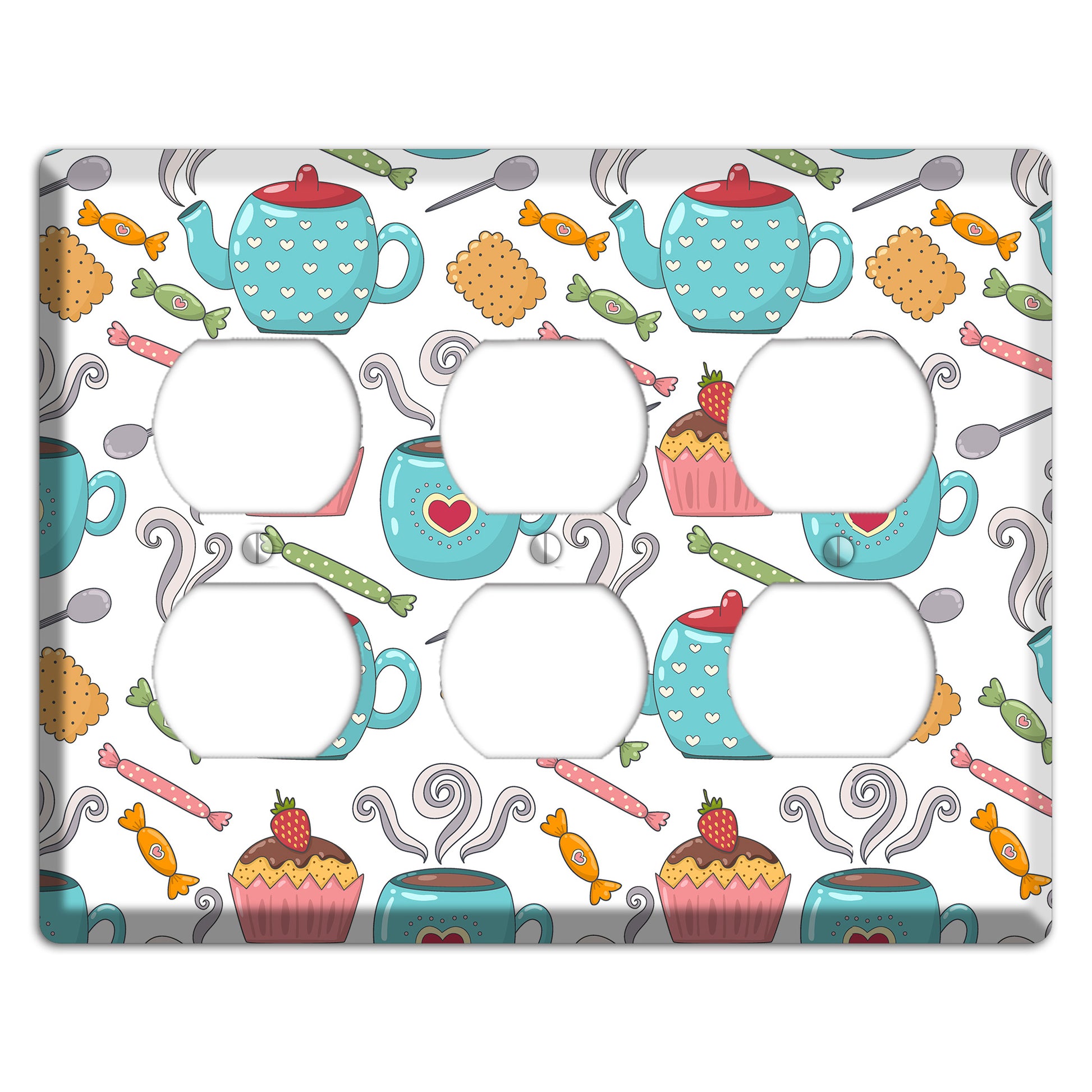Sweet Tea Party (White) 3 Duplex Wallplate