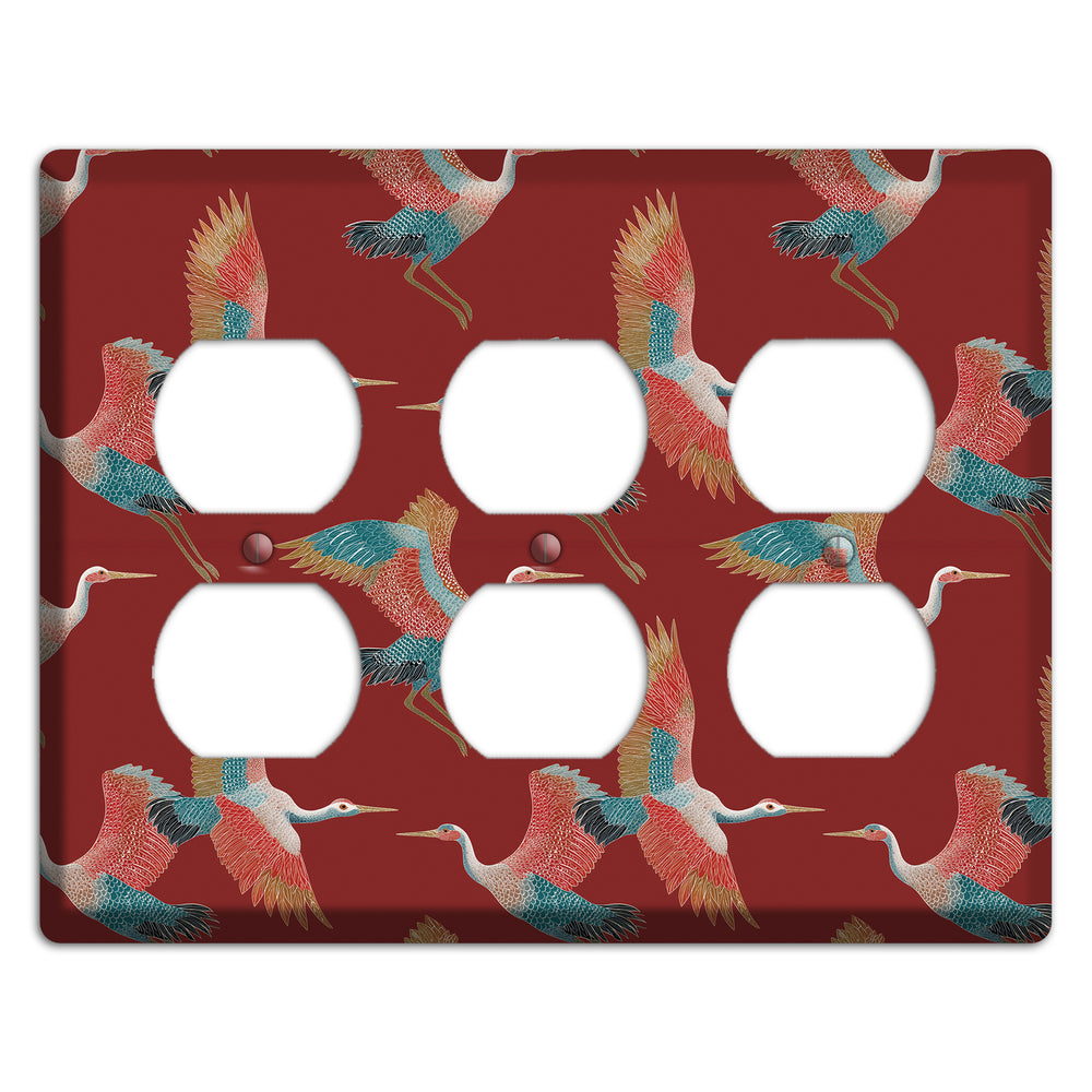 Crimson Heron Dance 3 Duplex Wallplate